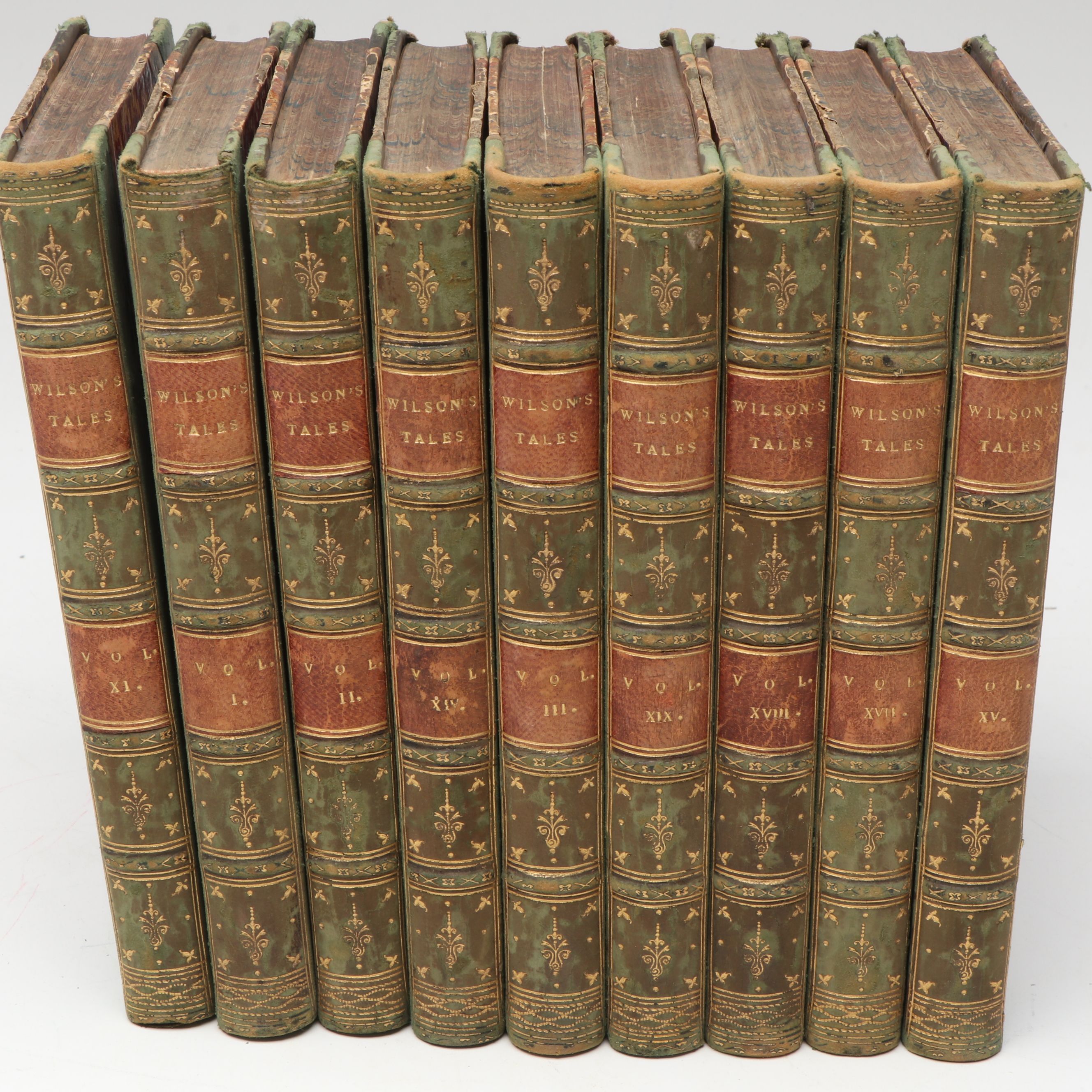 Leather Bound "Wilson's Tales of the Borders and of Scotland" Partial Set