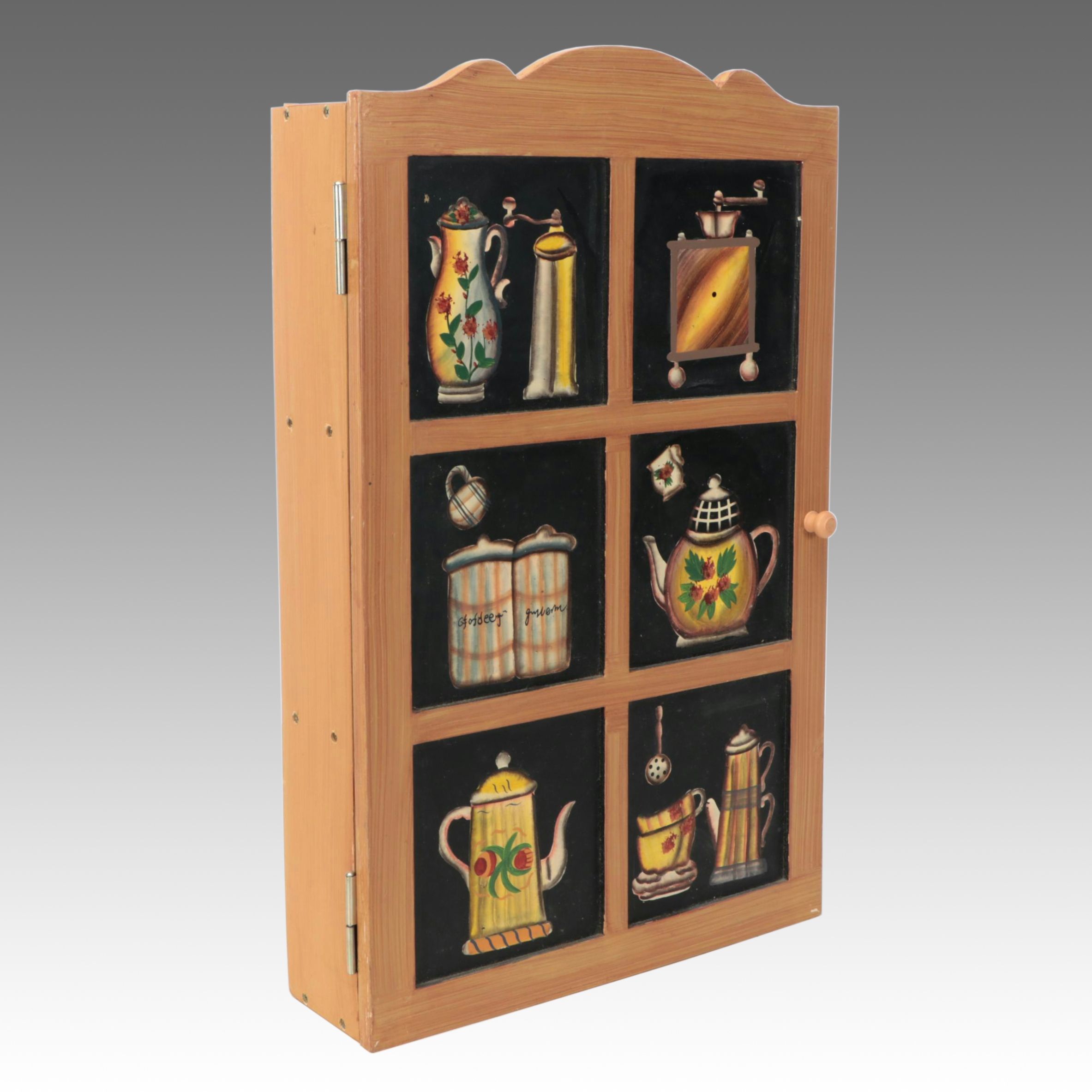 Hand-Painted Wood Wall Cabinet Shelf