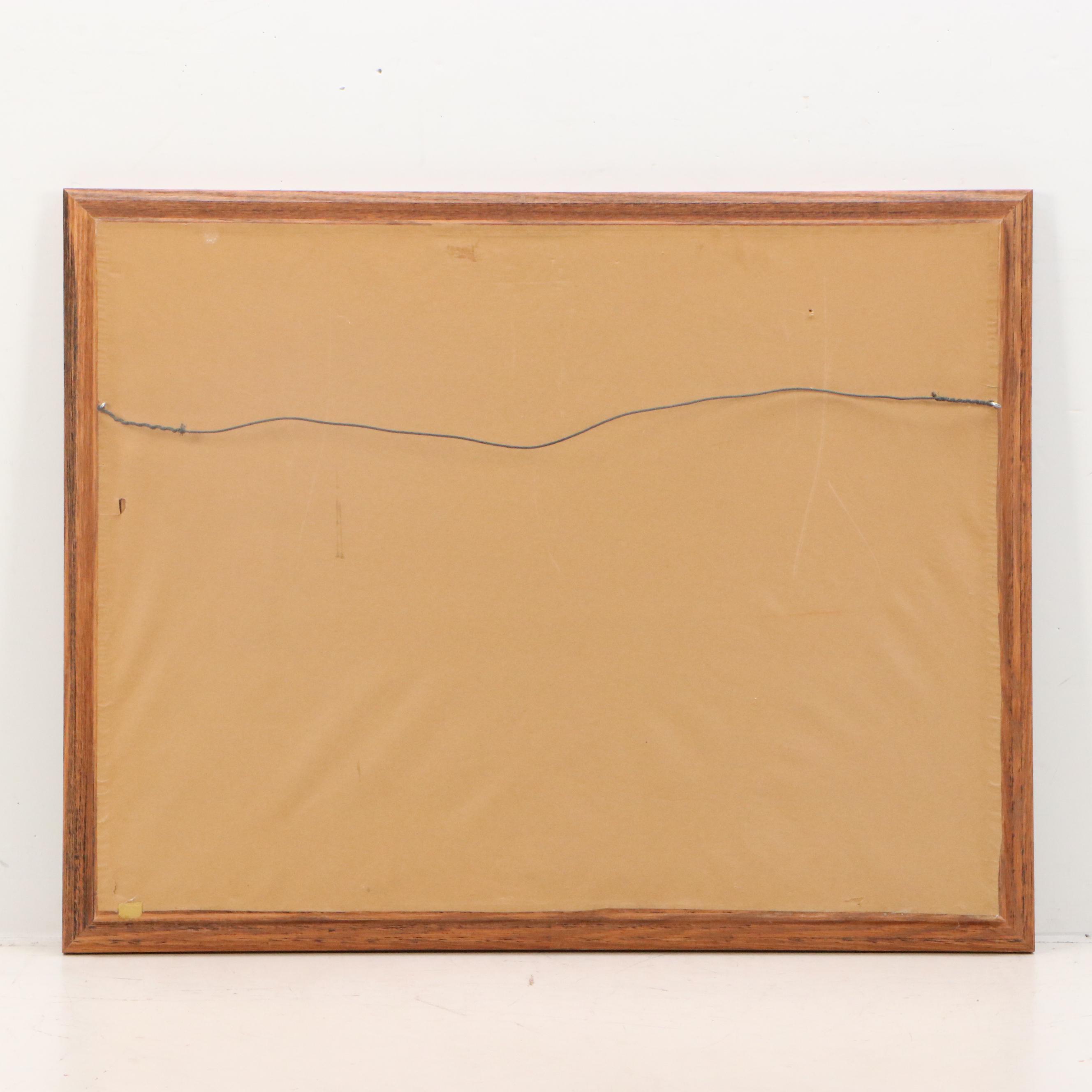 Rural Landscape Watercolor Painting, Circa 1970