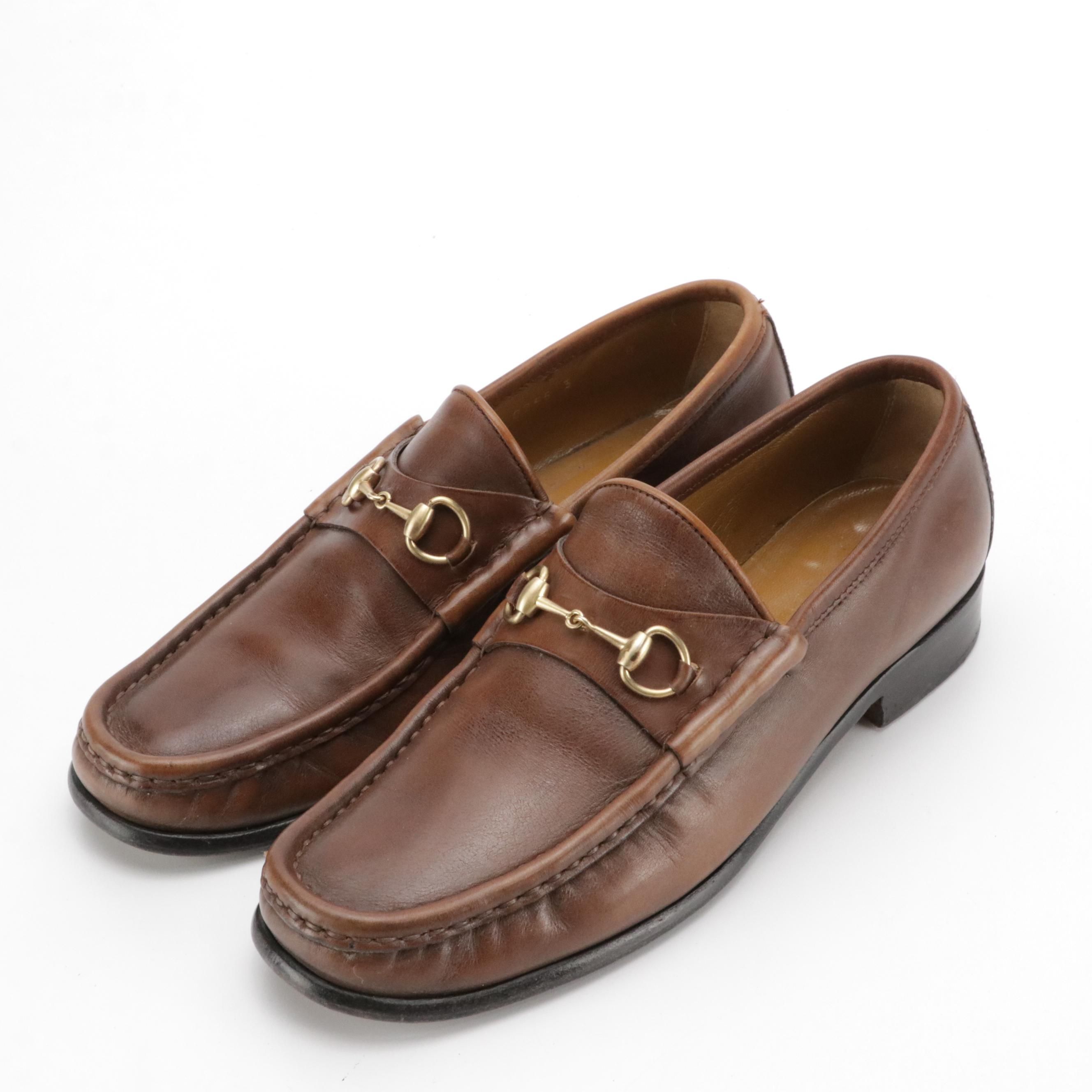 Gucci Brown Calfskin Leather Horsebit Loafers