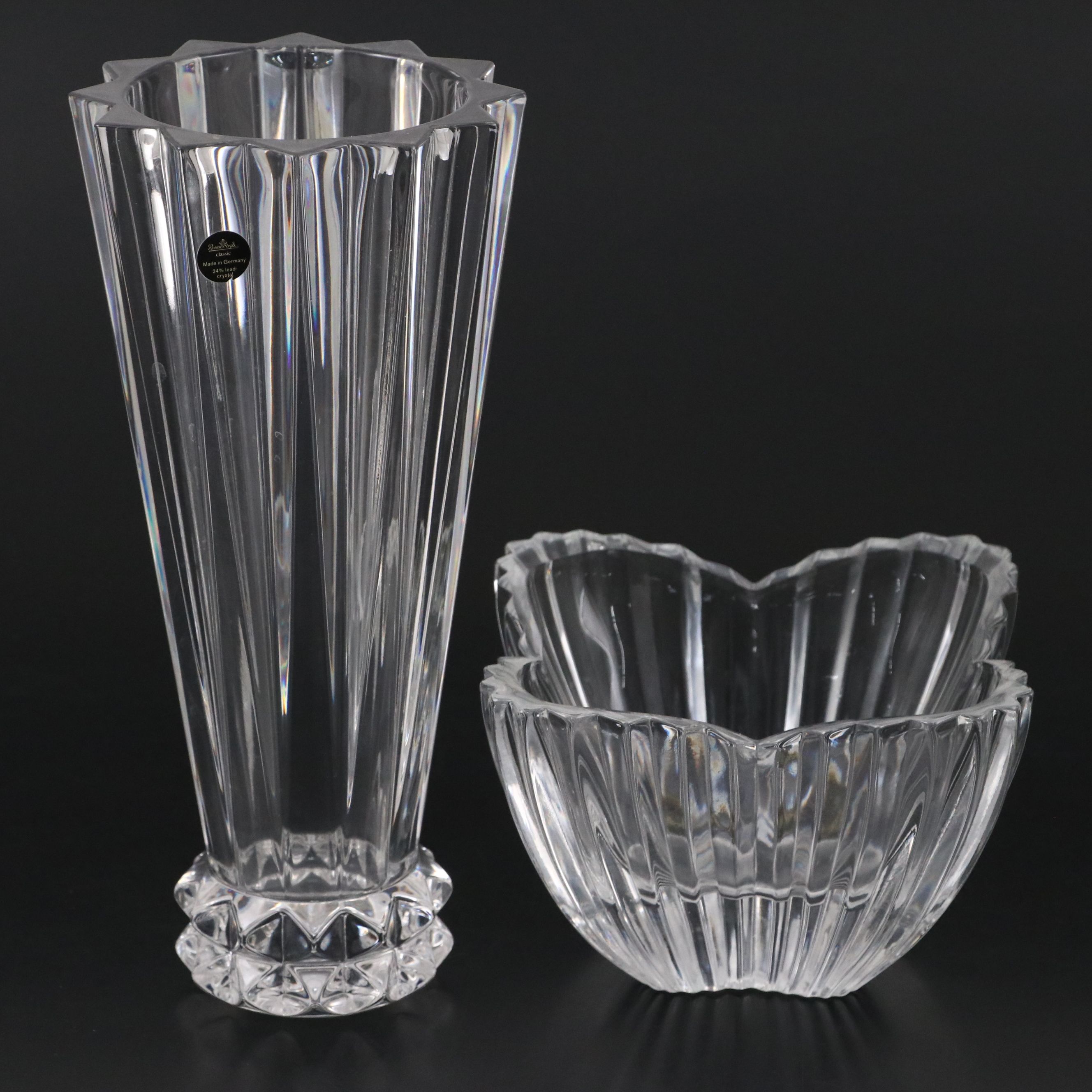 Rosenthal "Blossom" Crystal Vase and Mikasa Crystal "Lydia" Tulip Bowl