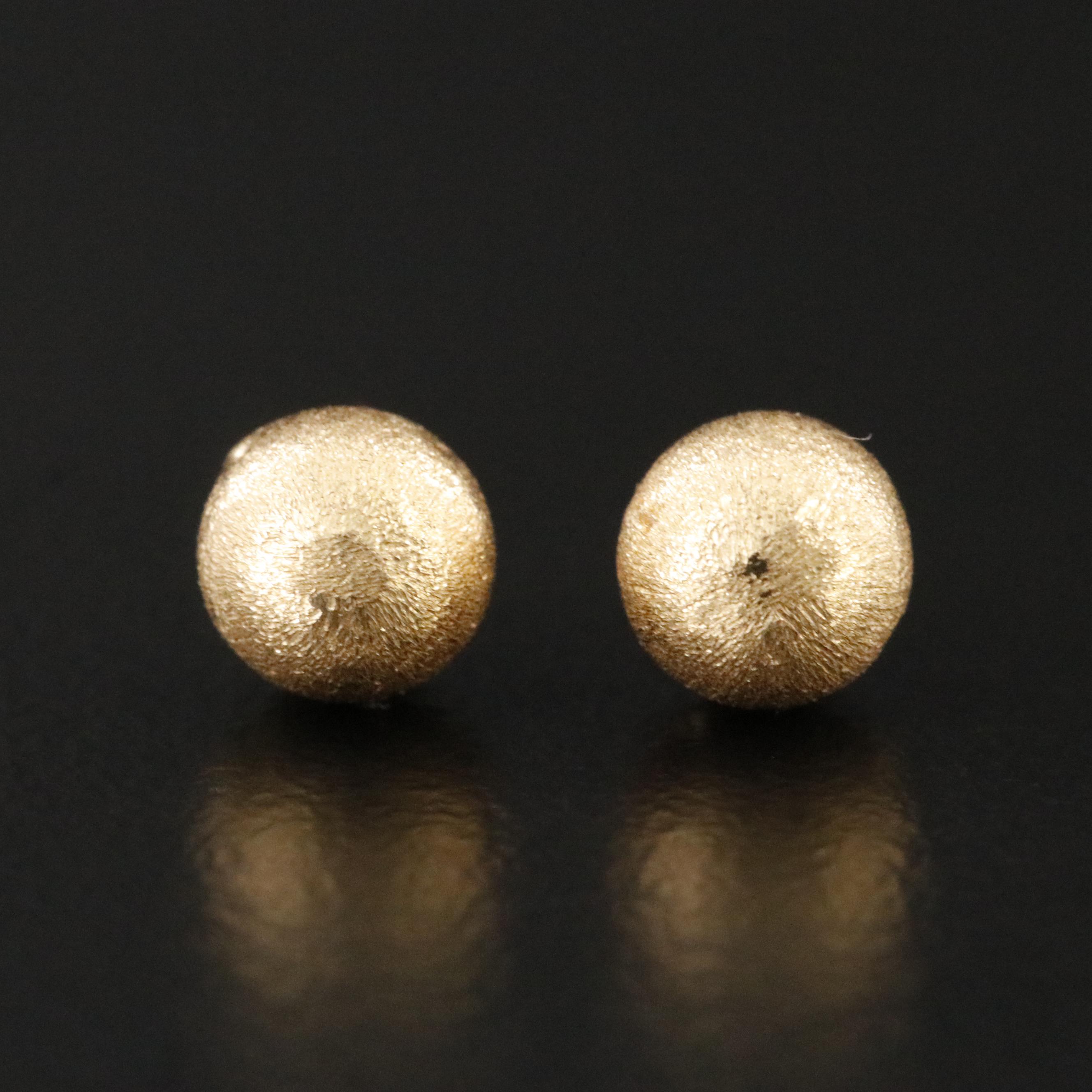 18K Stud Earrings with Brush Finish