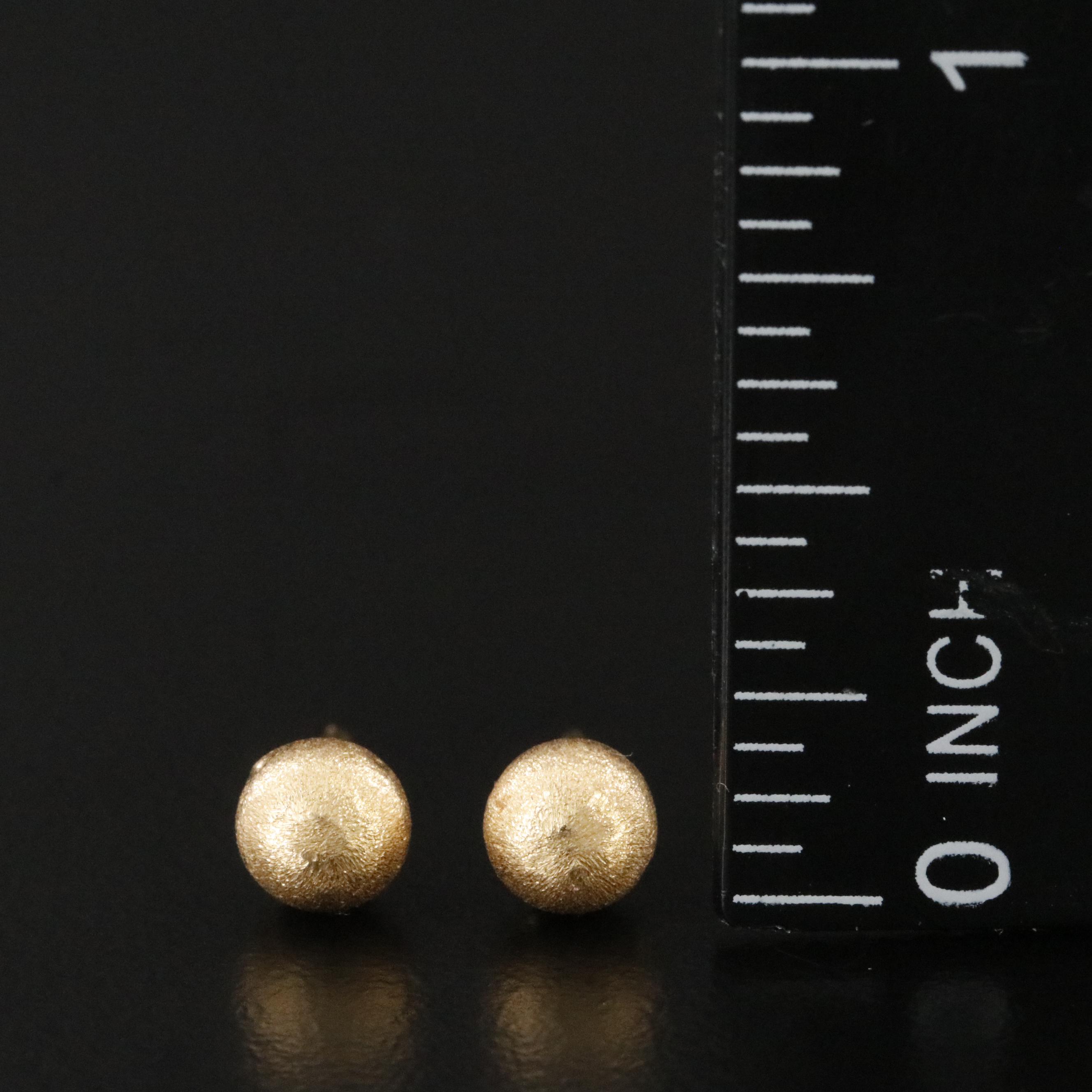 18K Stud Earrings with Brush Finish