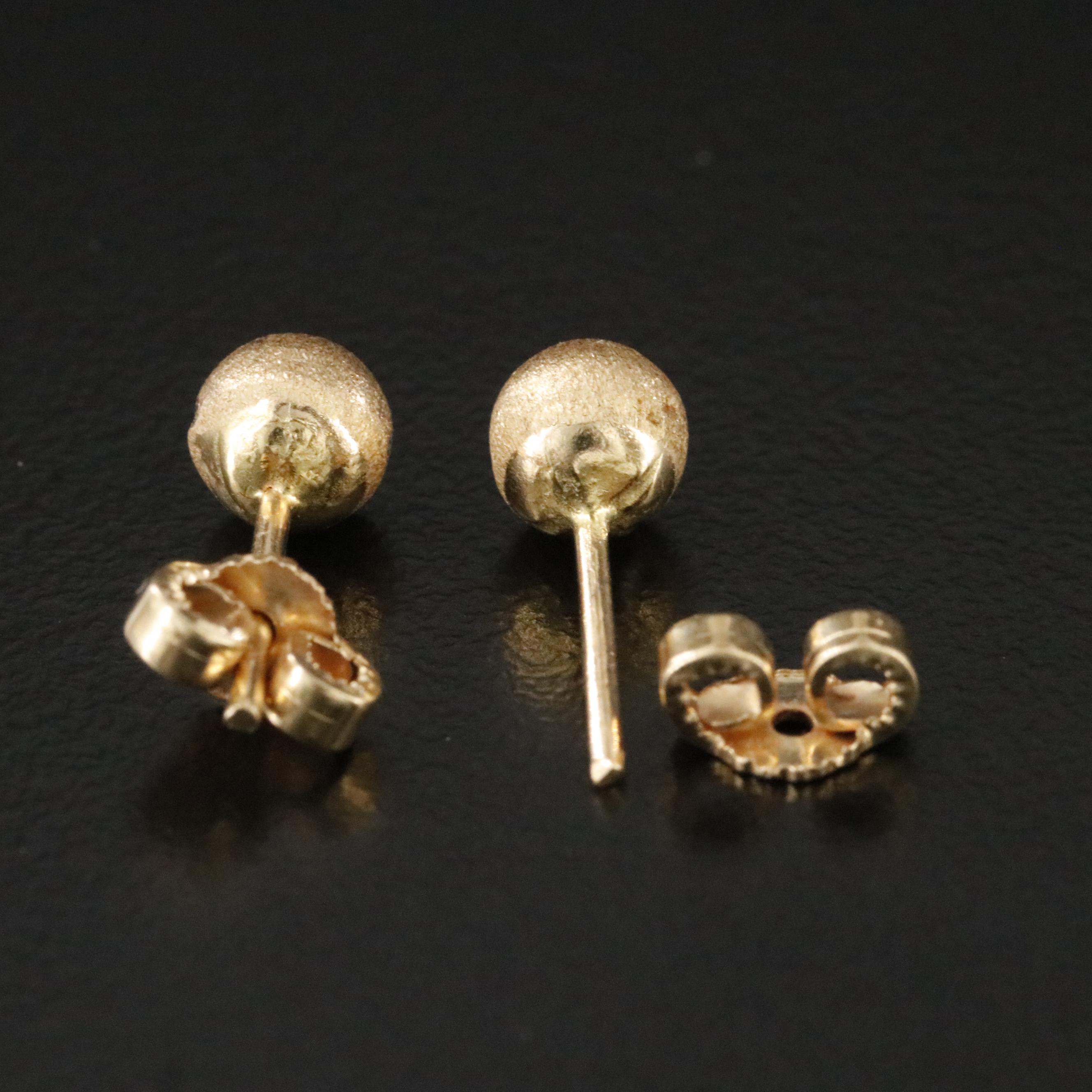 18K Stud Earrings with Brush Finish