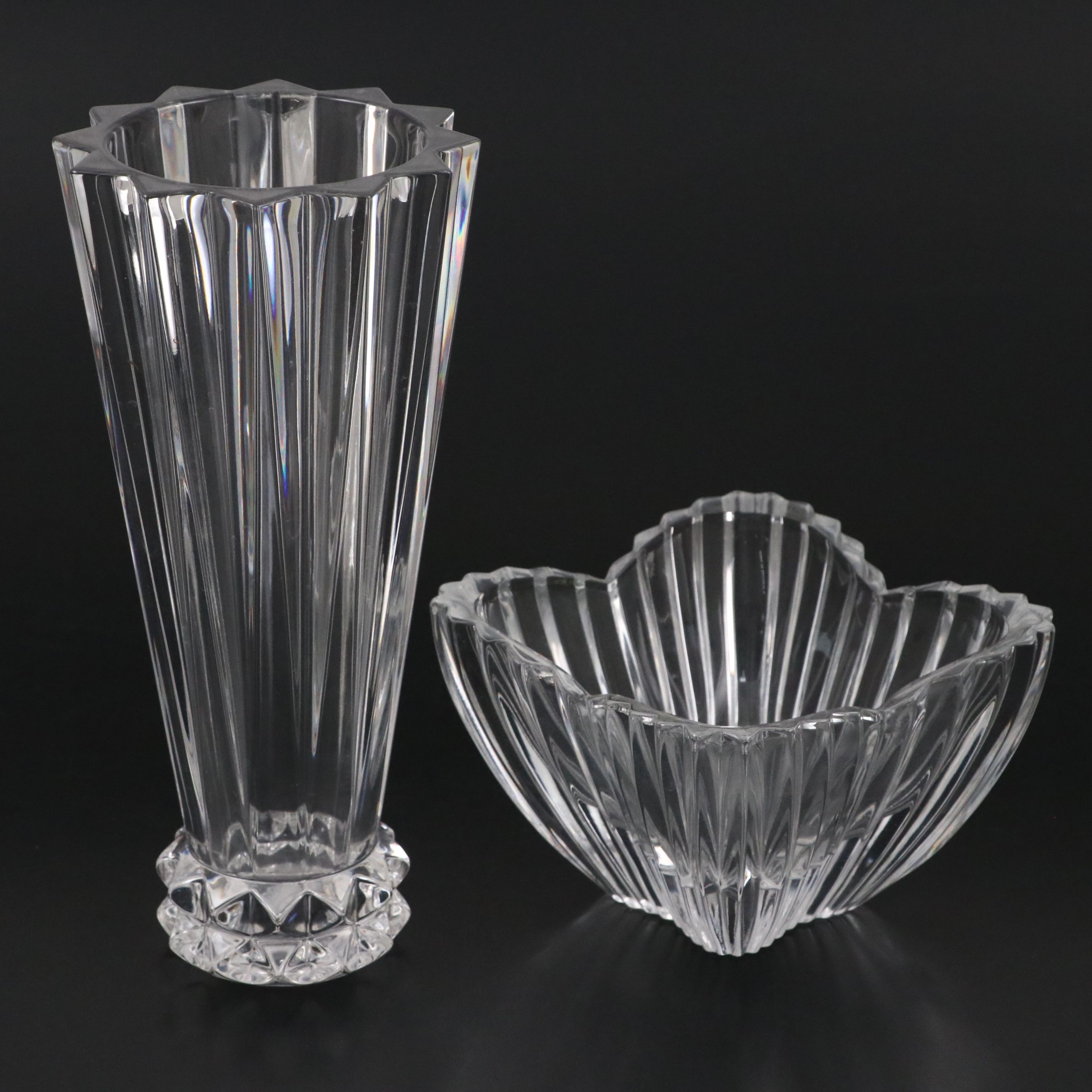 Rosenthal "Blossom" Crystal Vase and Mikasa Crystal "Lydia" Tulip Bowl