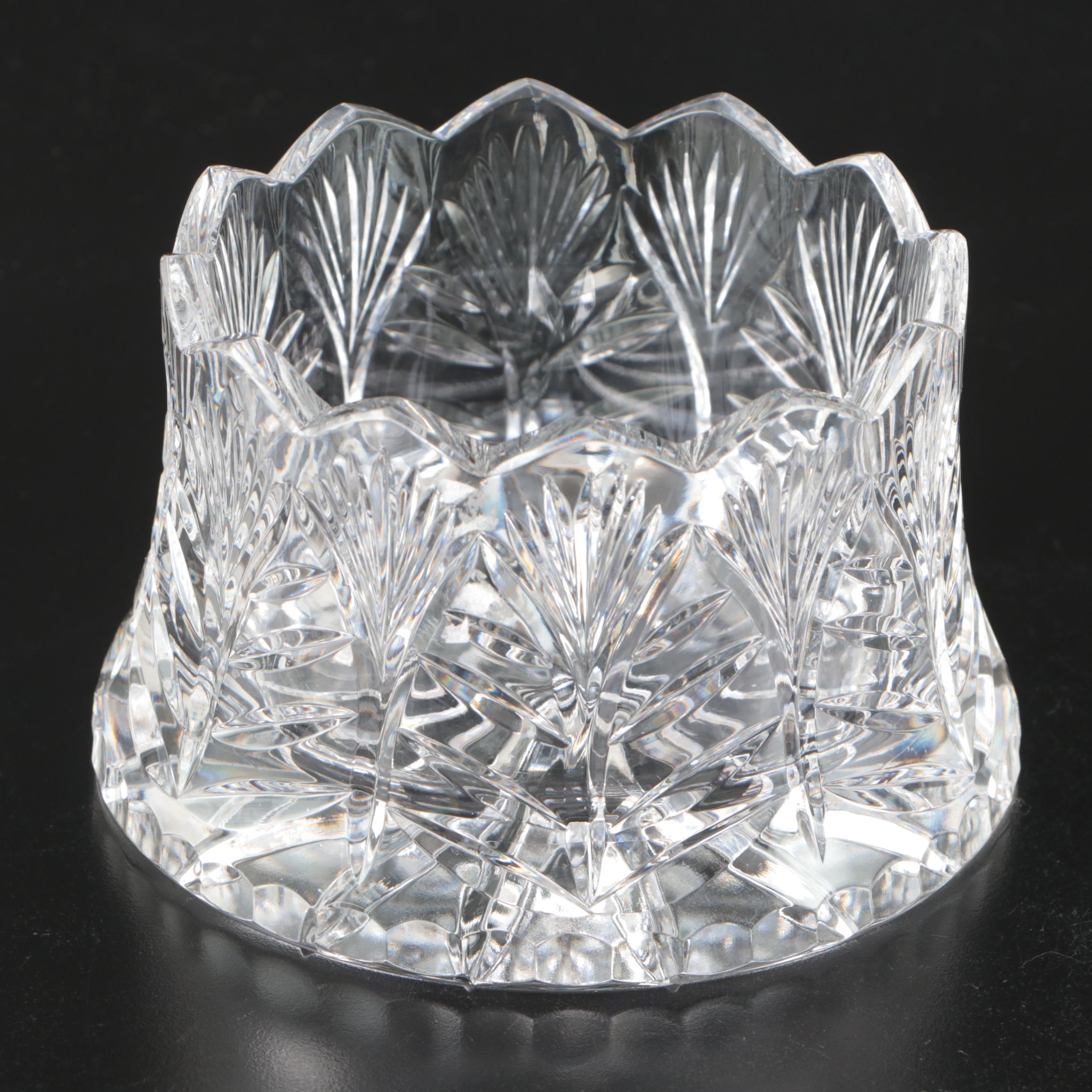 Crystal Candle Holders, Bowl, and Mustard Jar