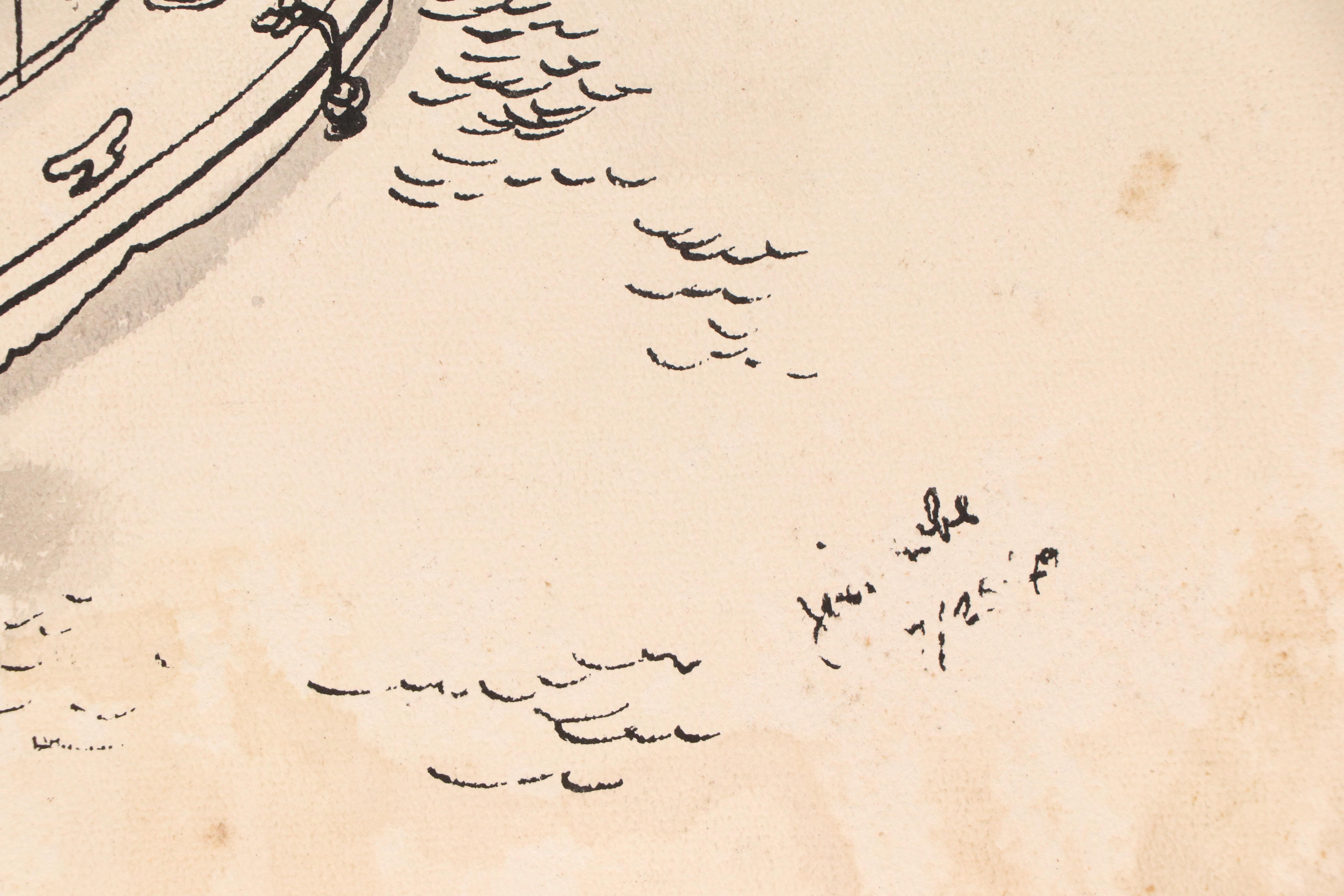 Hand-Tinted Lithograph of Steamboats Passing 2nd St. Bridge, 20th Century