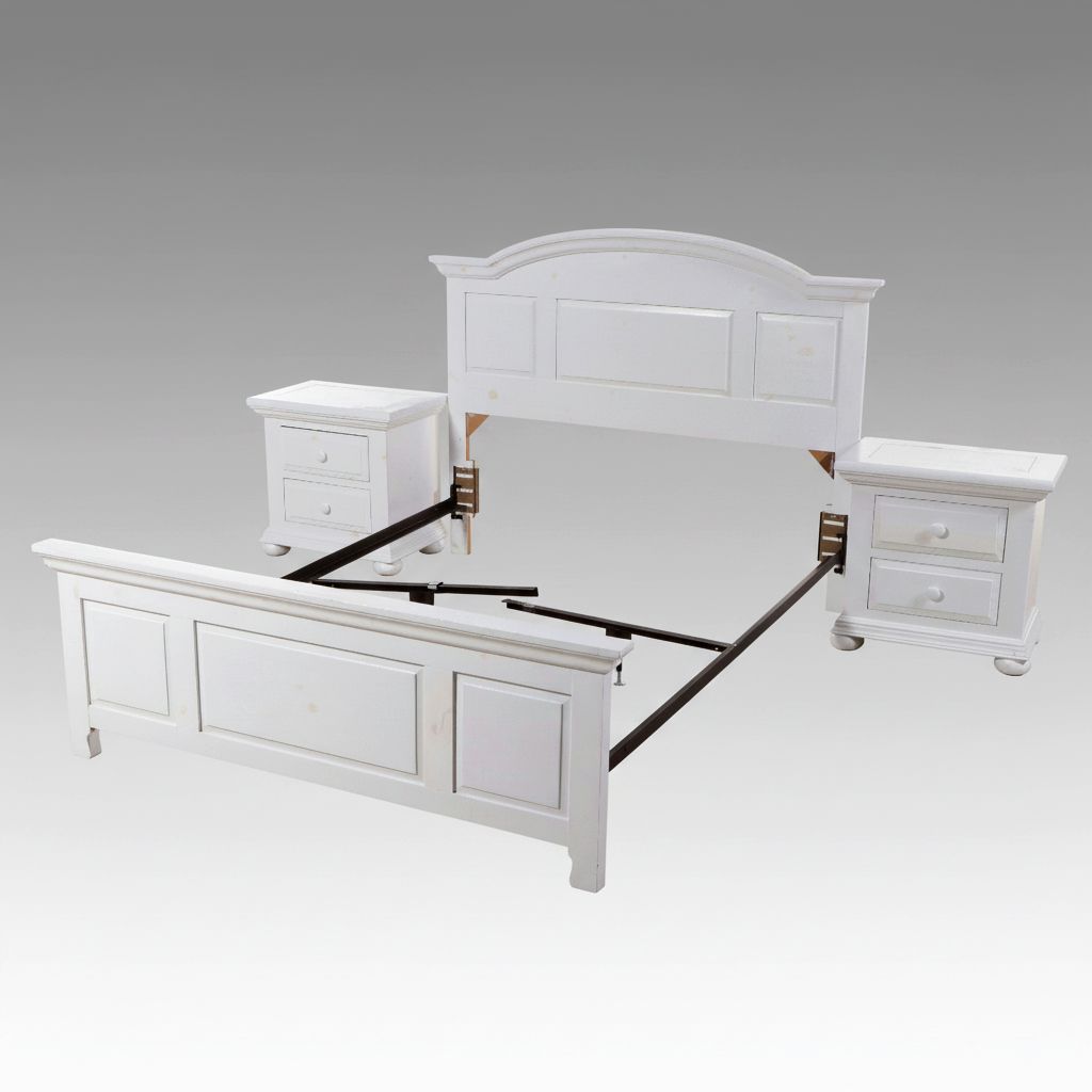 Contemporary White Queen Size Bed Frame with Coordinating Nightstands