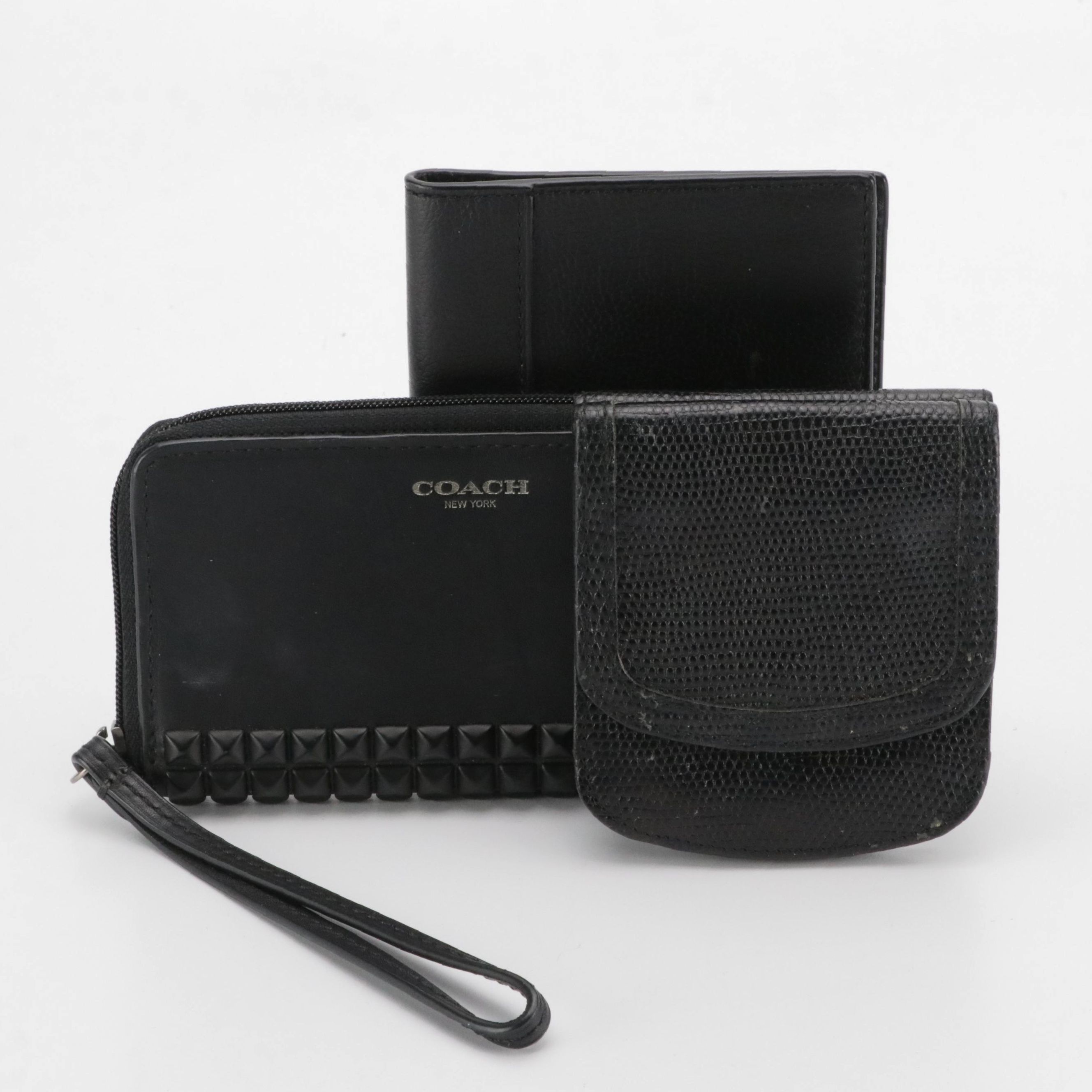 Coach Pebble Grain Leather Passport Wallet and Wristlet with Taxi Wallet