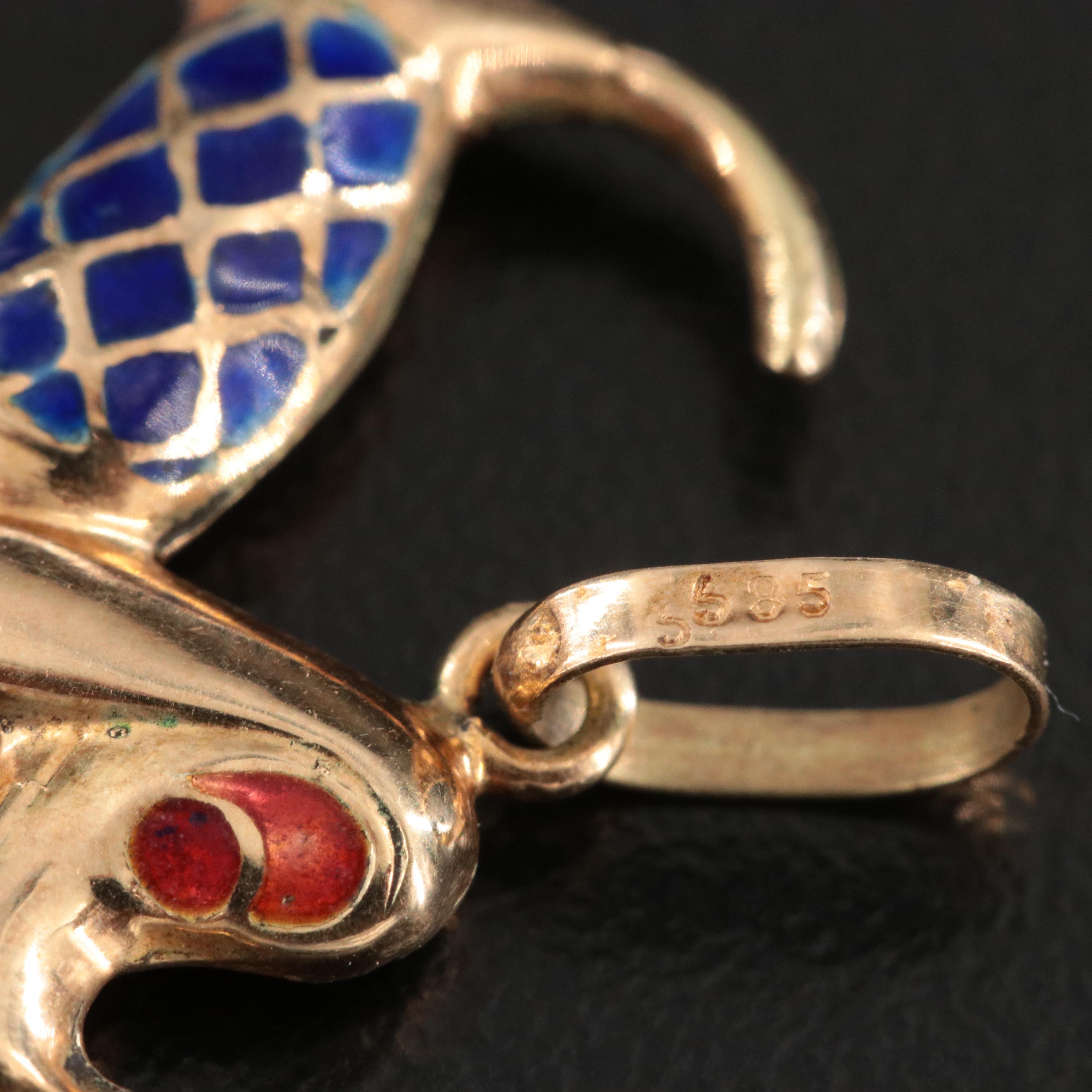 14K Enamel Dachshund Dog Charm Pendant