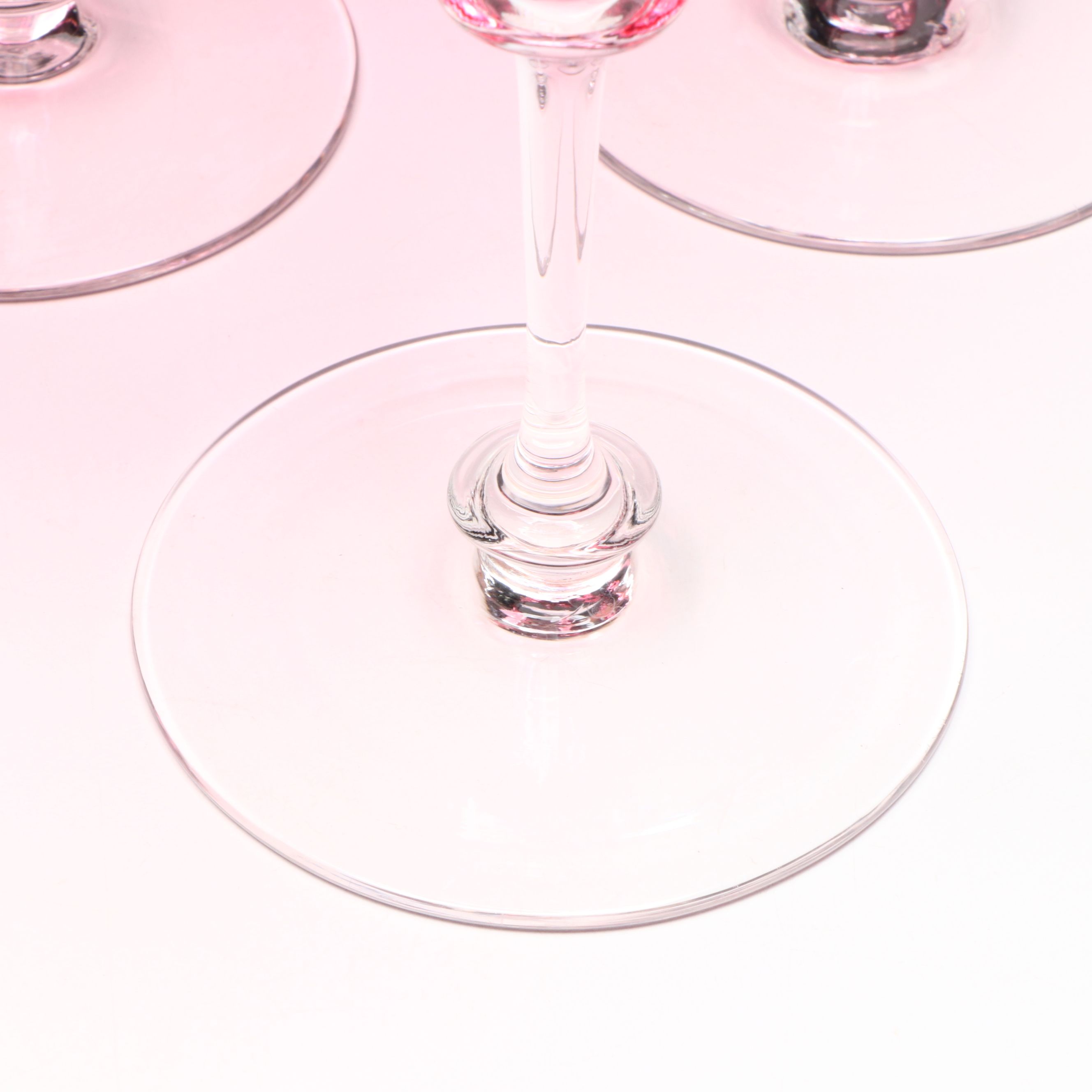 Cranberry Glass Goblets with Clear Stems