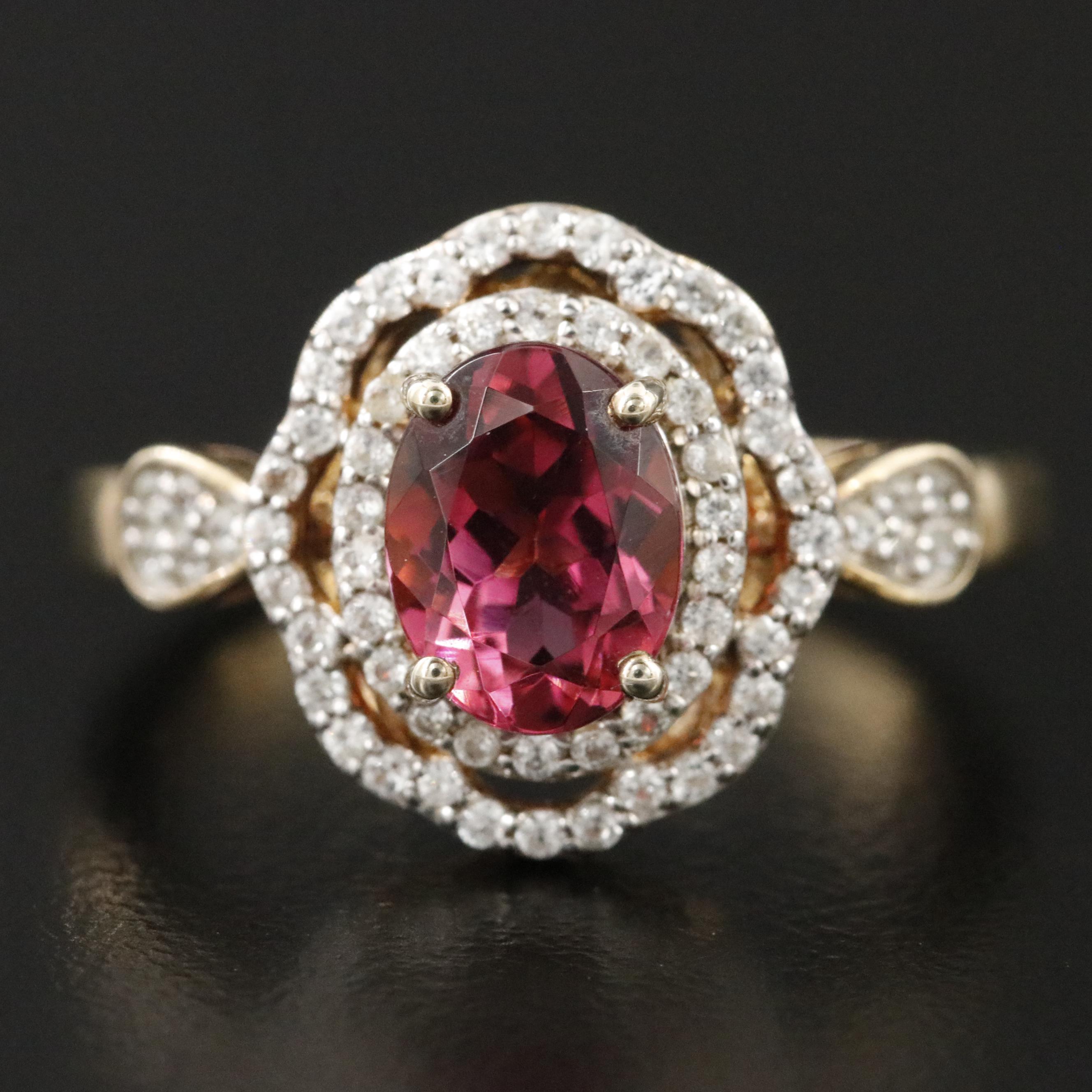 Sterling Tourmaline and White Zircon Ring