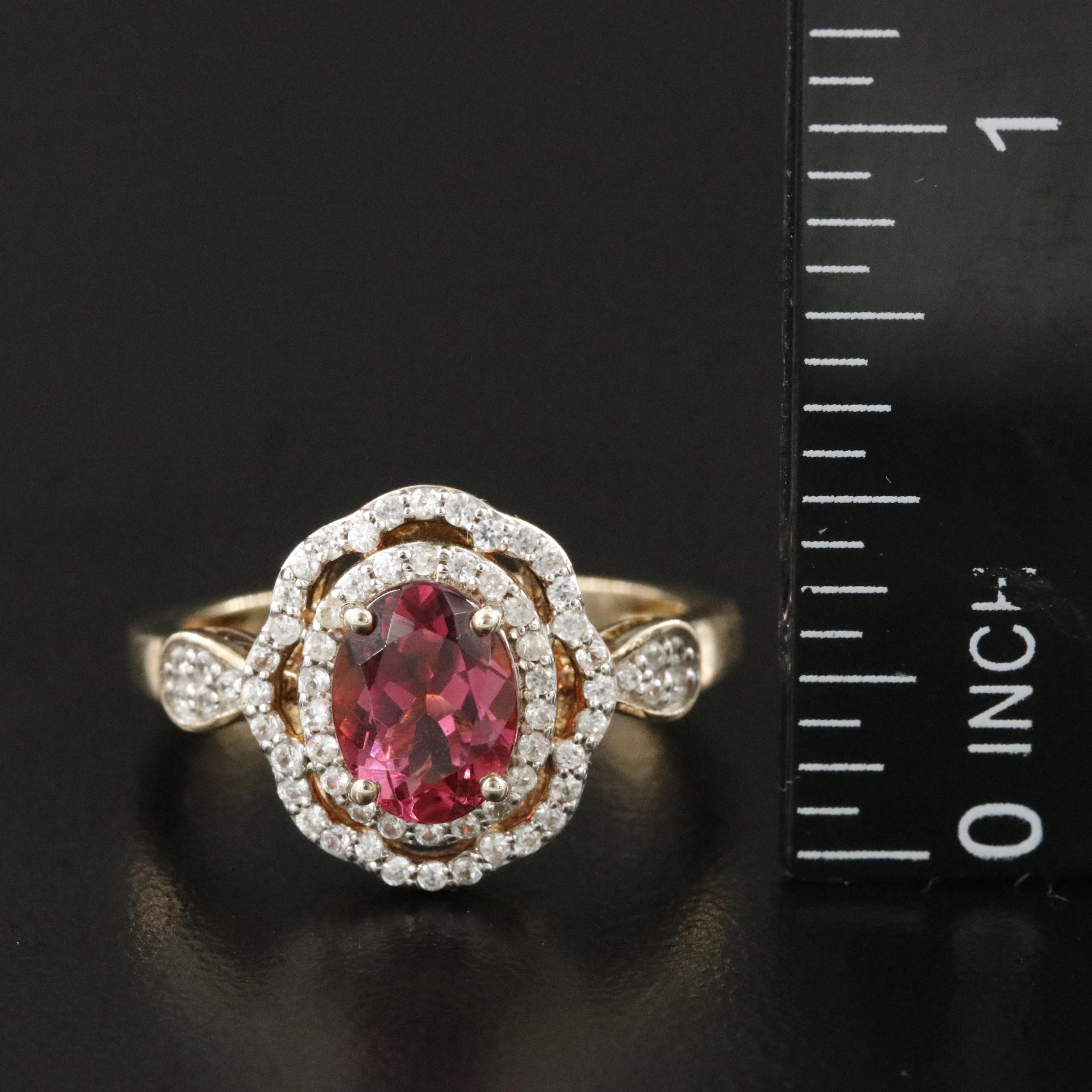 Sterling Tourmaline and White Zircon Ring