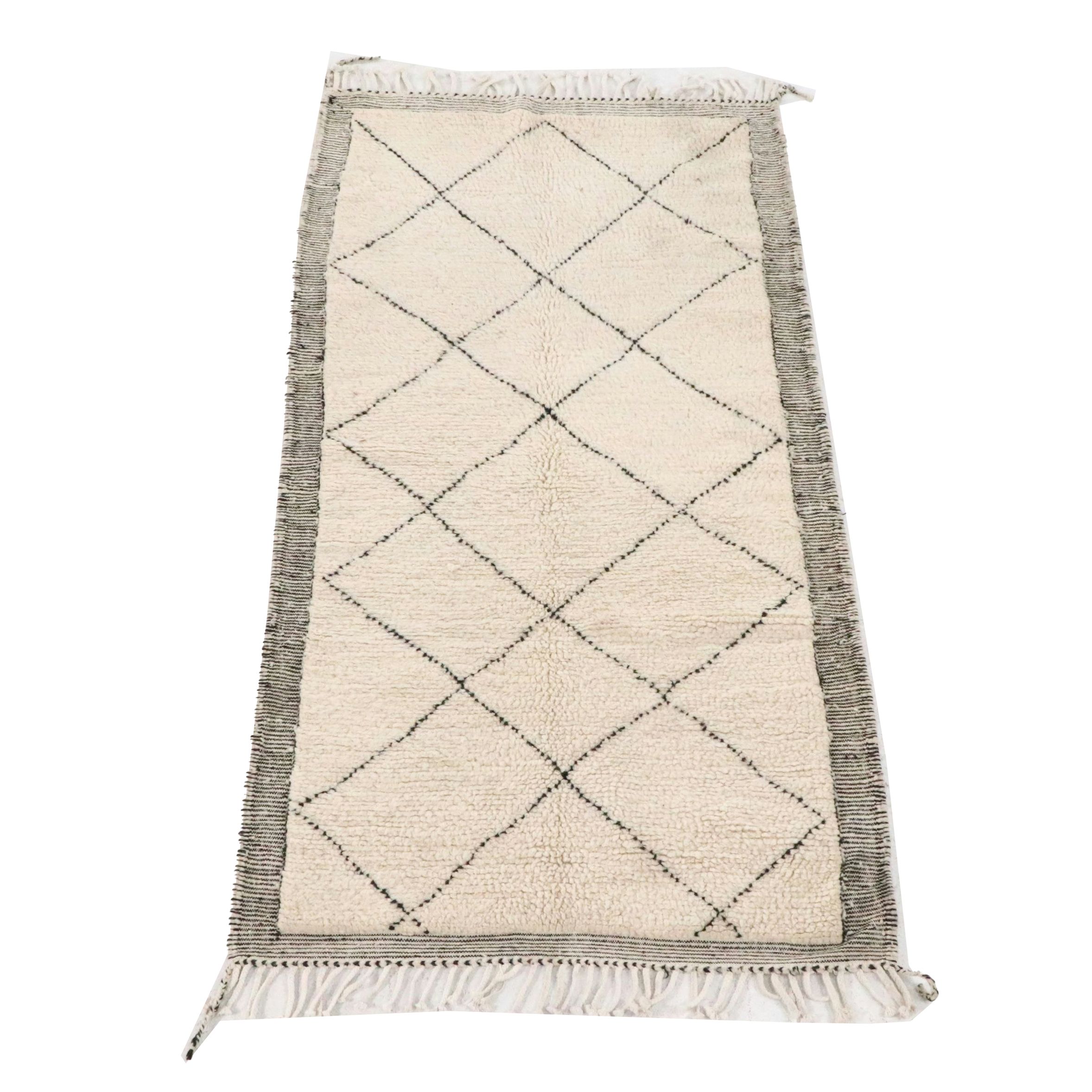4'2 x 8'8 Hand-Knotted Moroccan Berber Area Rug