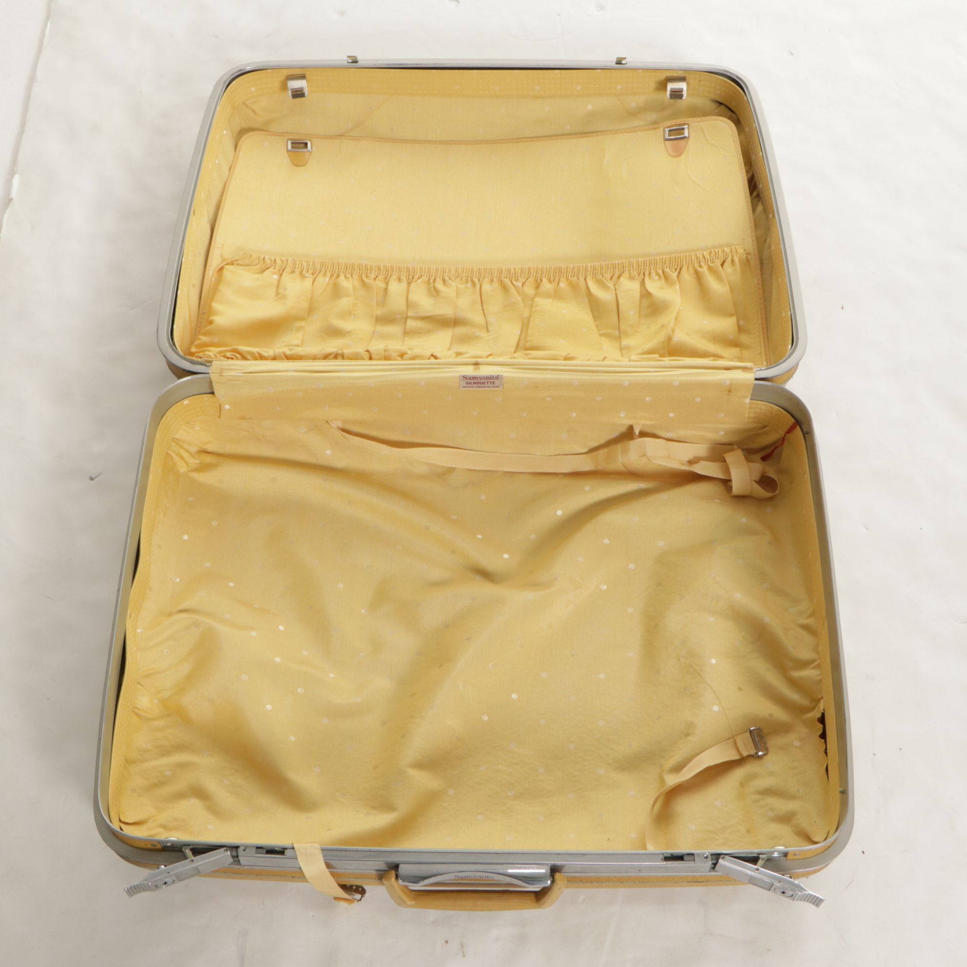 Yellow Leather Samsonite Suitcases and Carry-On Bag, Mid to Late 20th Century