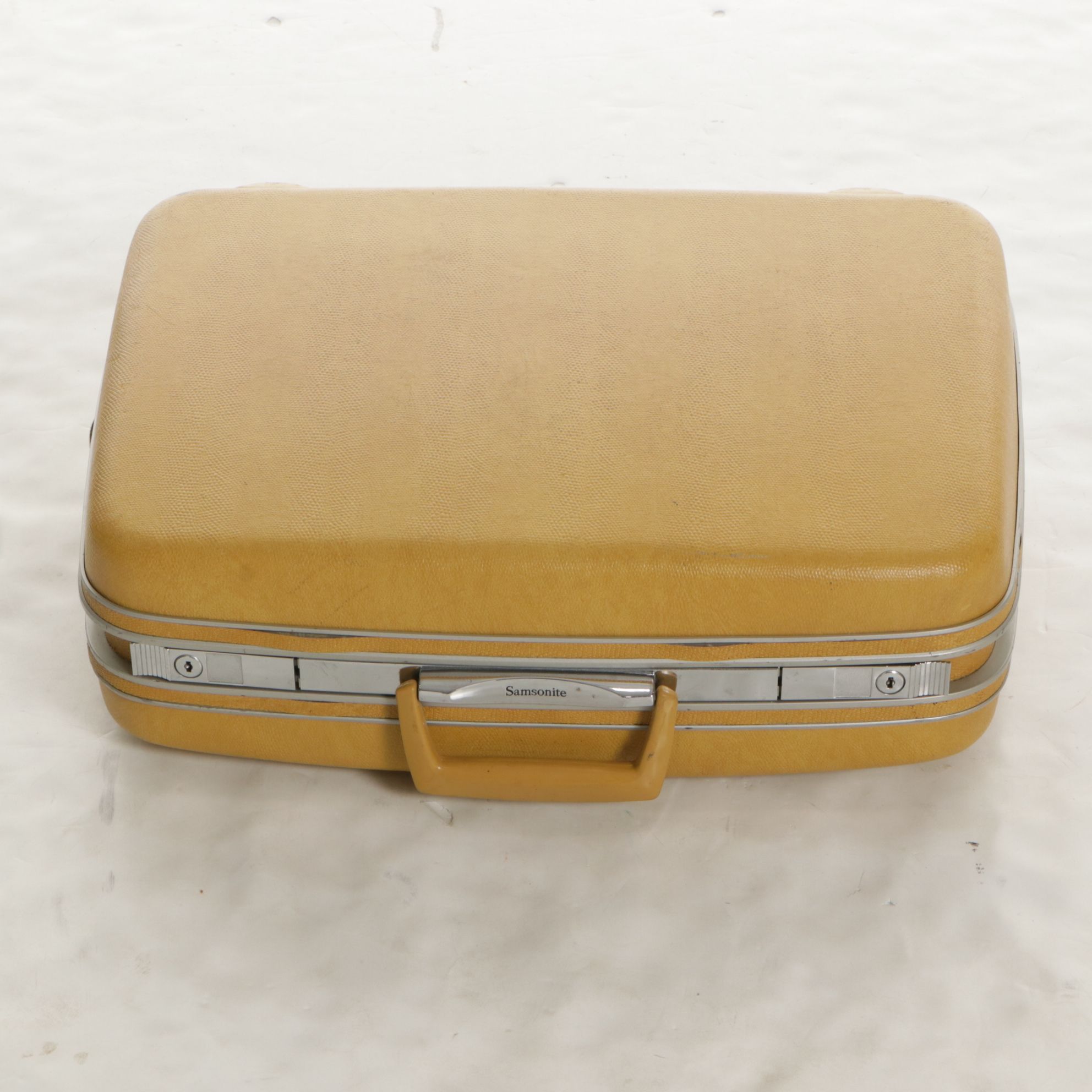 Yellow Leather Samsonite Suitcases and Carry-On Bag, Mid to Late 20th Century