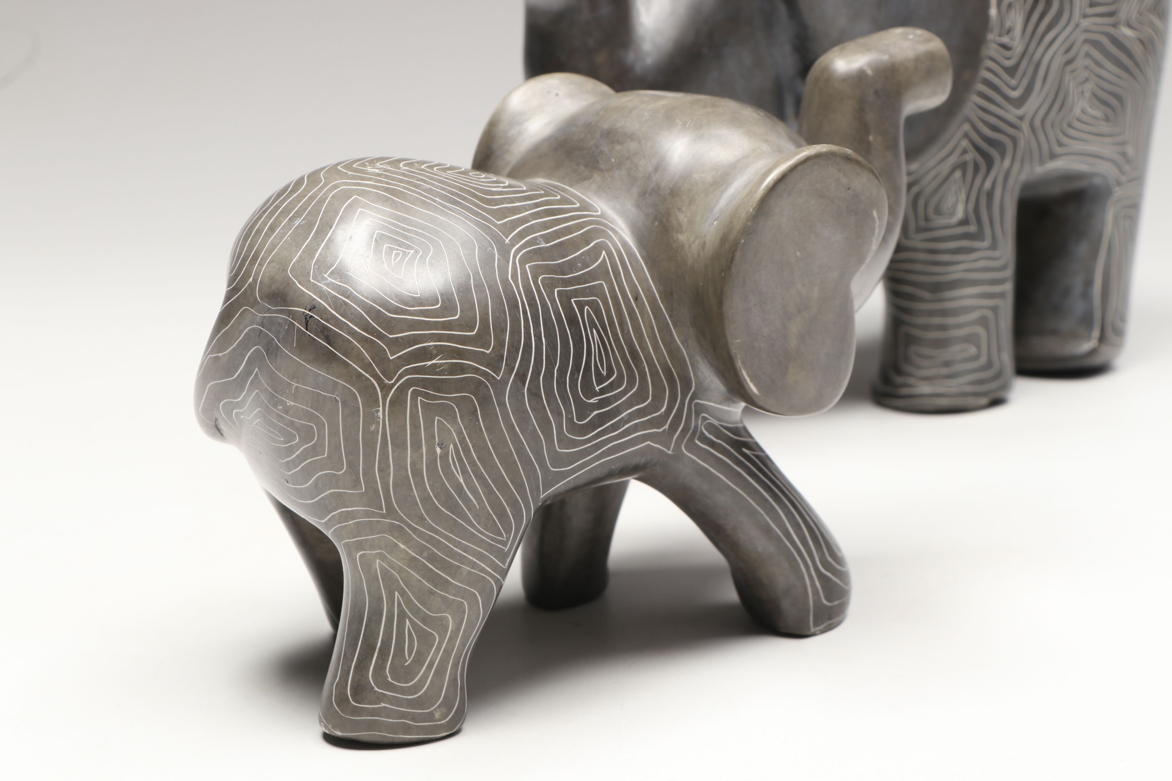 Elephant Carved Soapstone Figures