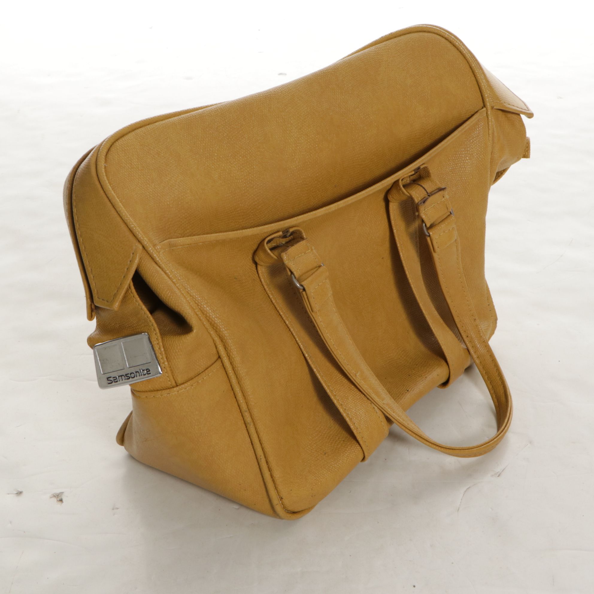 Yellow Leather Samsonite Suitcases and Carry-On Bag, Mid to Late 20th Century