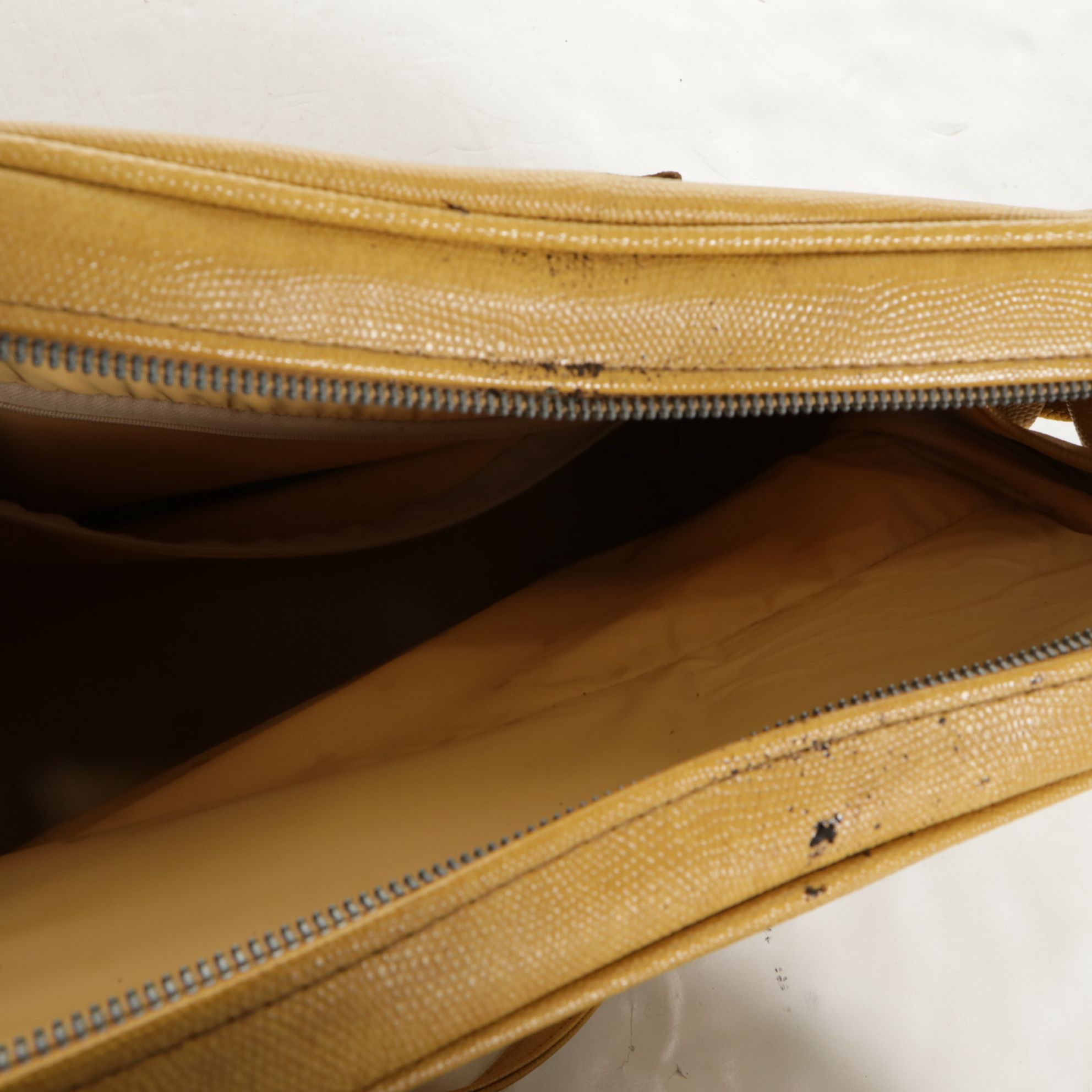 Yellow Leather Samsonite Suitcases and Carry-On Bag, Mid to Late 20th Century