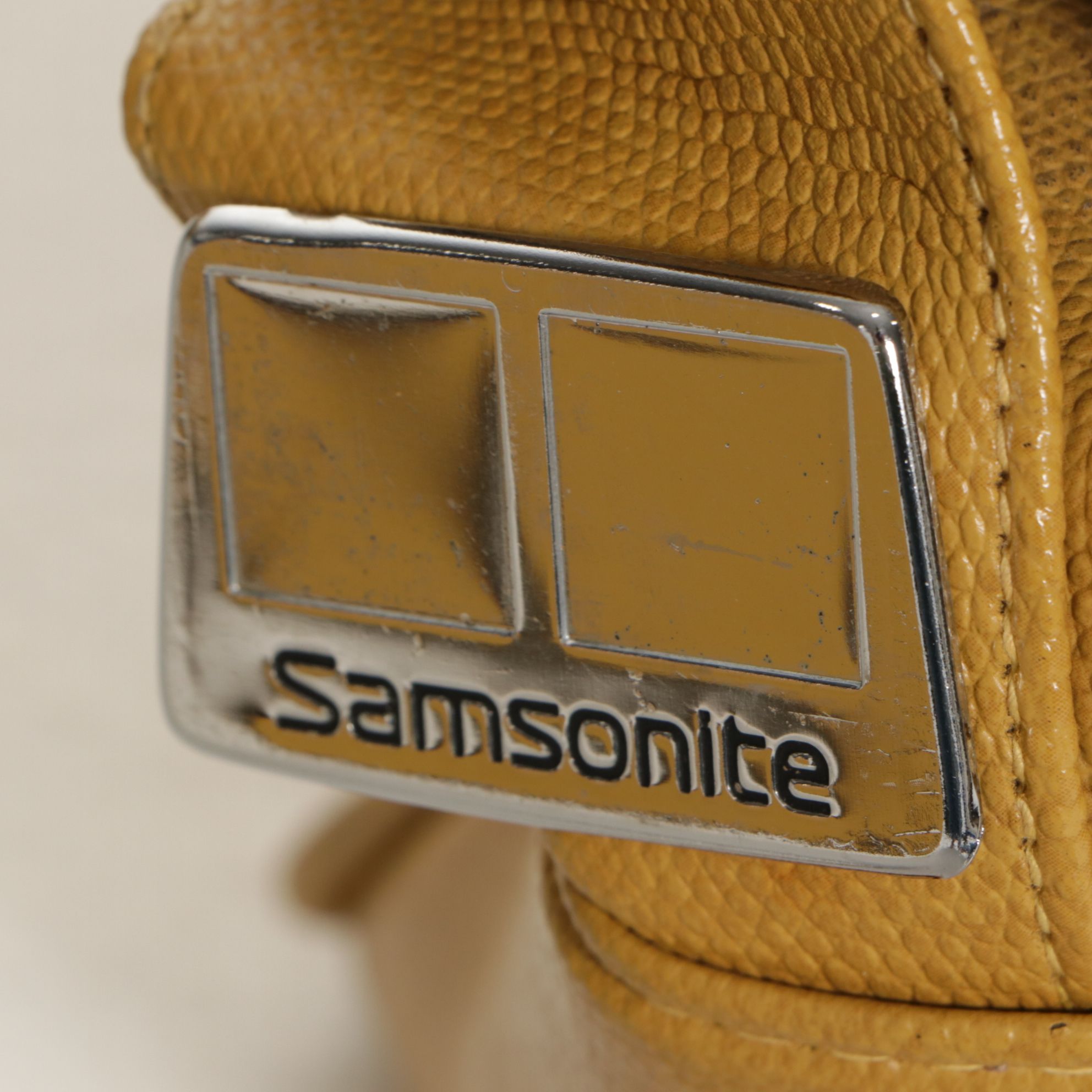 Yellow Leather Samsonite Suitcases and Carry-On Bag, Mid to Late 20th Century