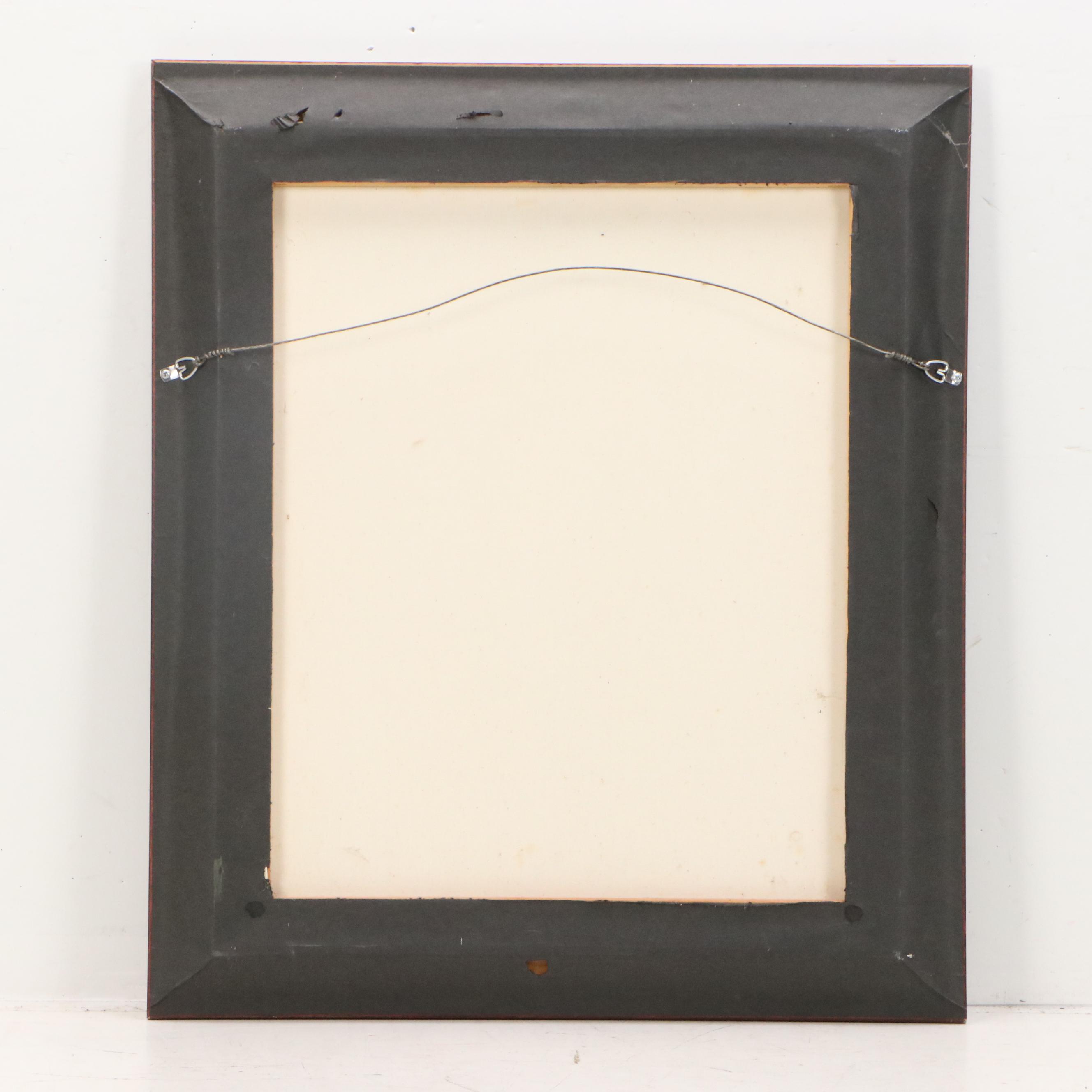 Portrait Oil Painting of Child Holding Doll, Mid to Late 20th Century