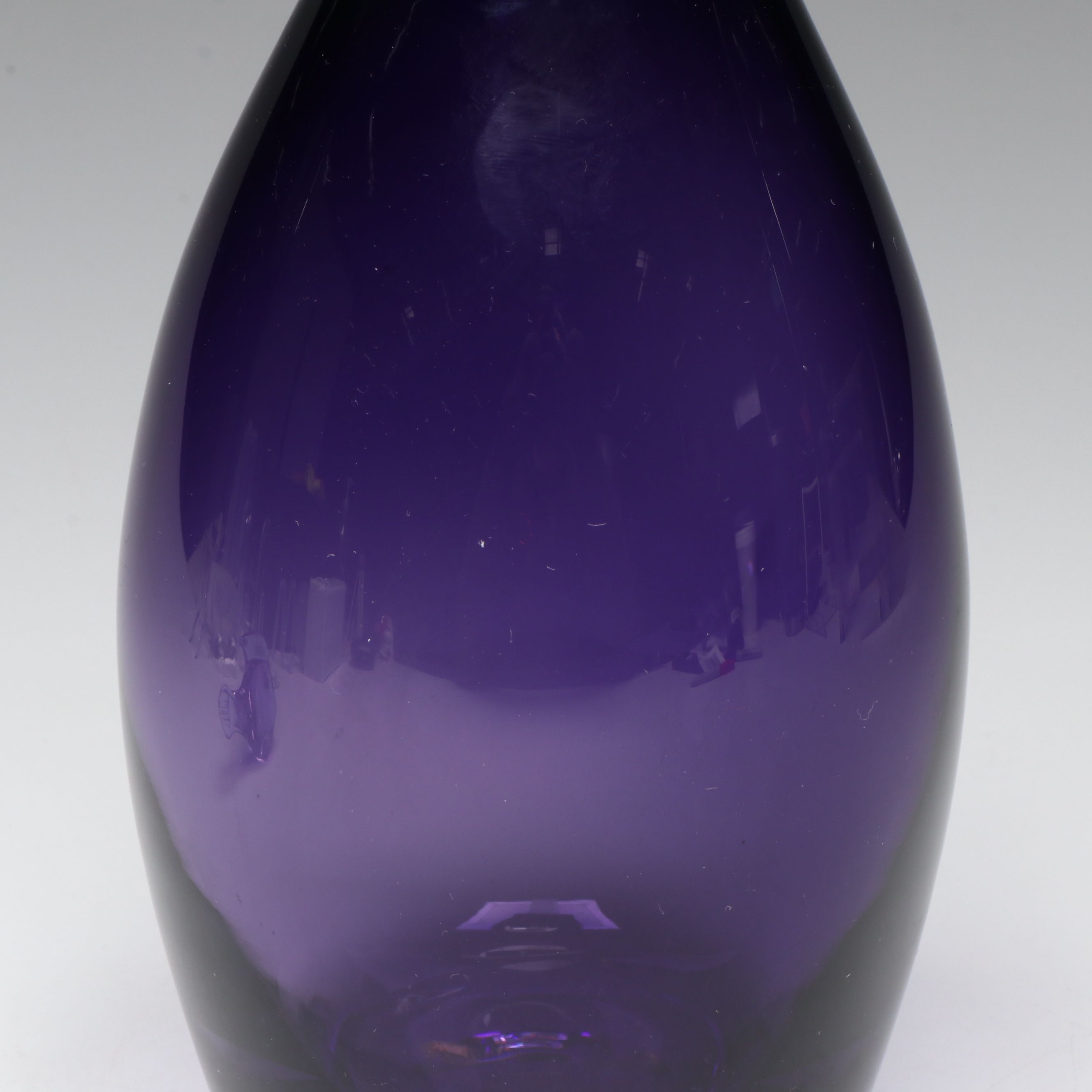 Konst Glashyttan Urshult Glass Fish with Other Purple Blown Glass Vase