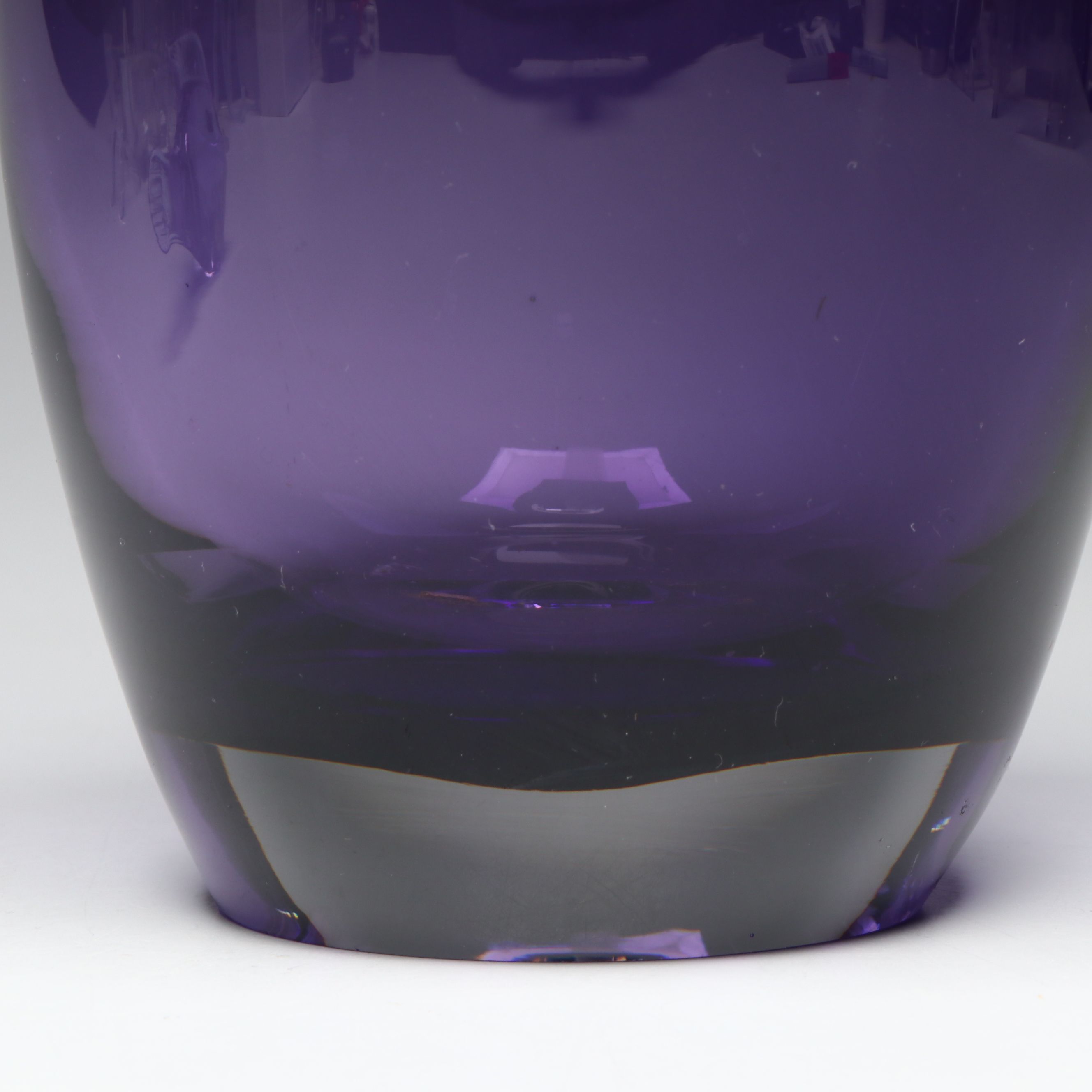 Konst Glashyttan Urshult Glass Fish with Other Purple Blown Glass Vase