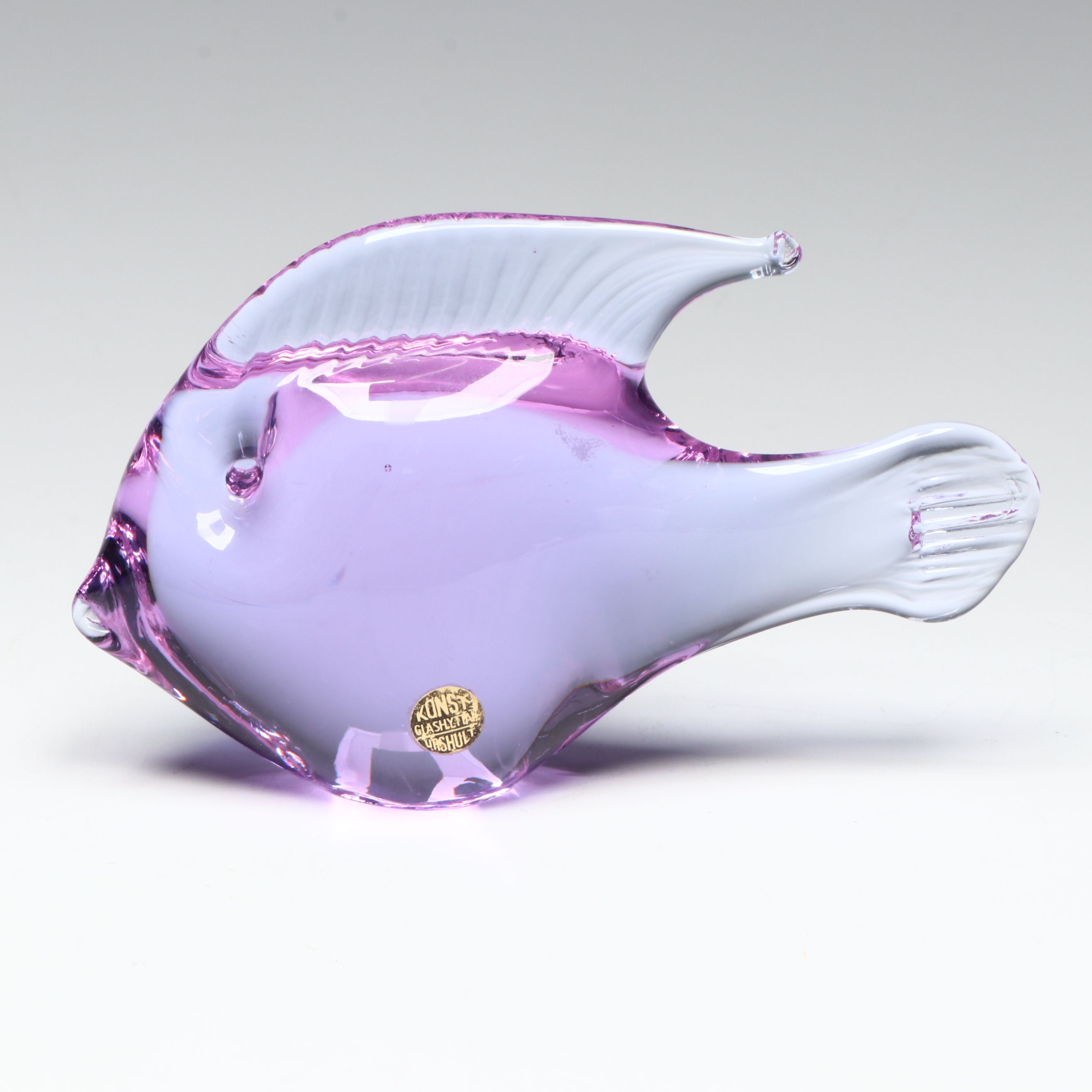 Konst Glashyttan Urshult Glass Fish with Other Purple Blown Glass Vase