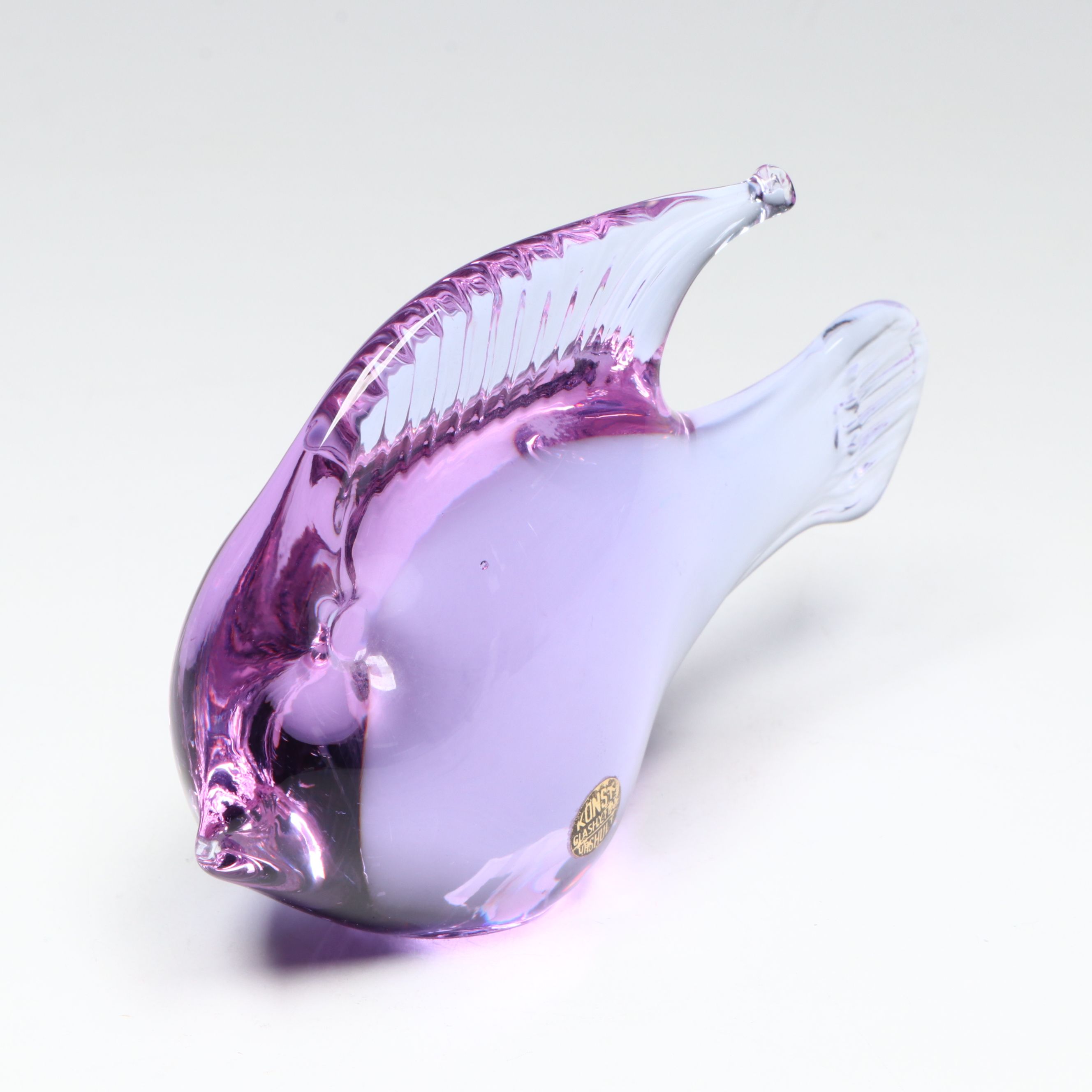 Konst Glashyttan Urshult Glass Fish with Other Purple Blown Glass Vase