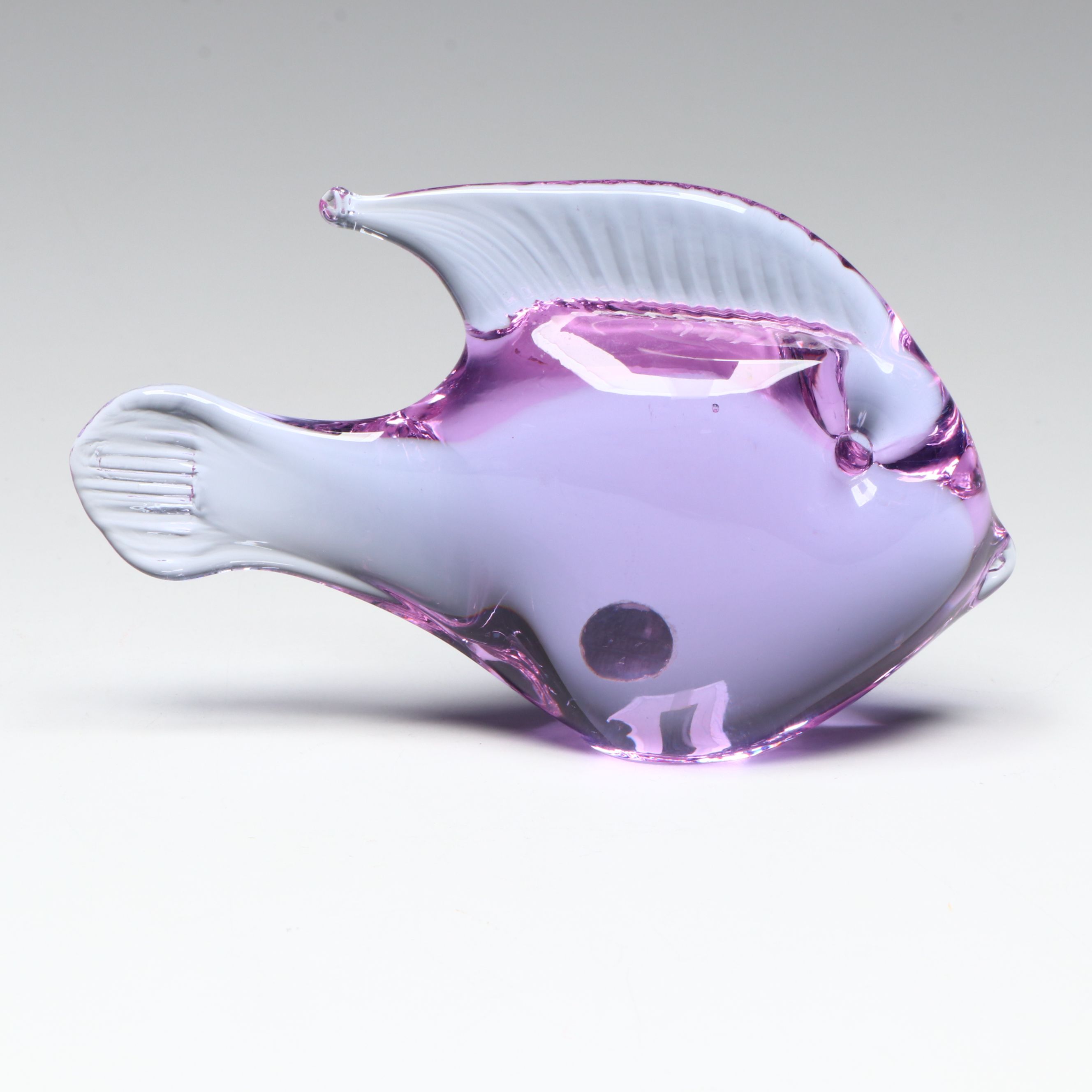 Konst Glashyttan Urshult Glass Fish with Other Purple Blown Glass Vase