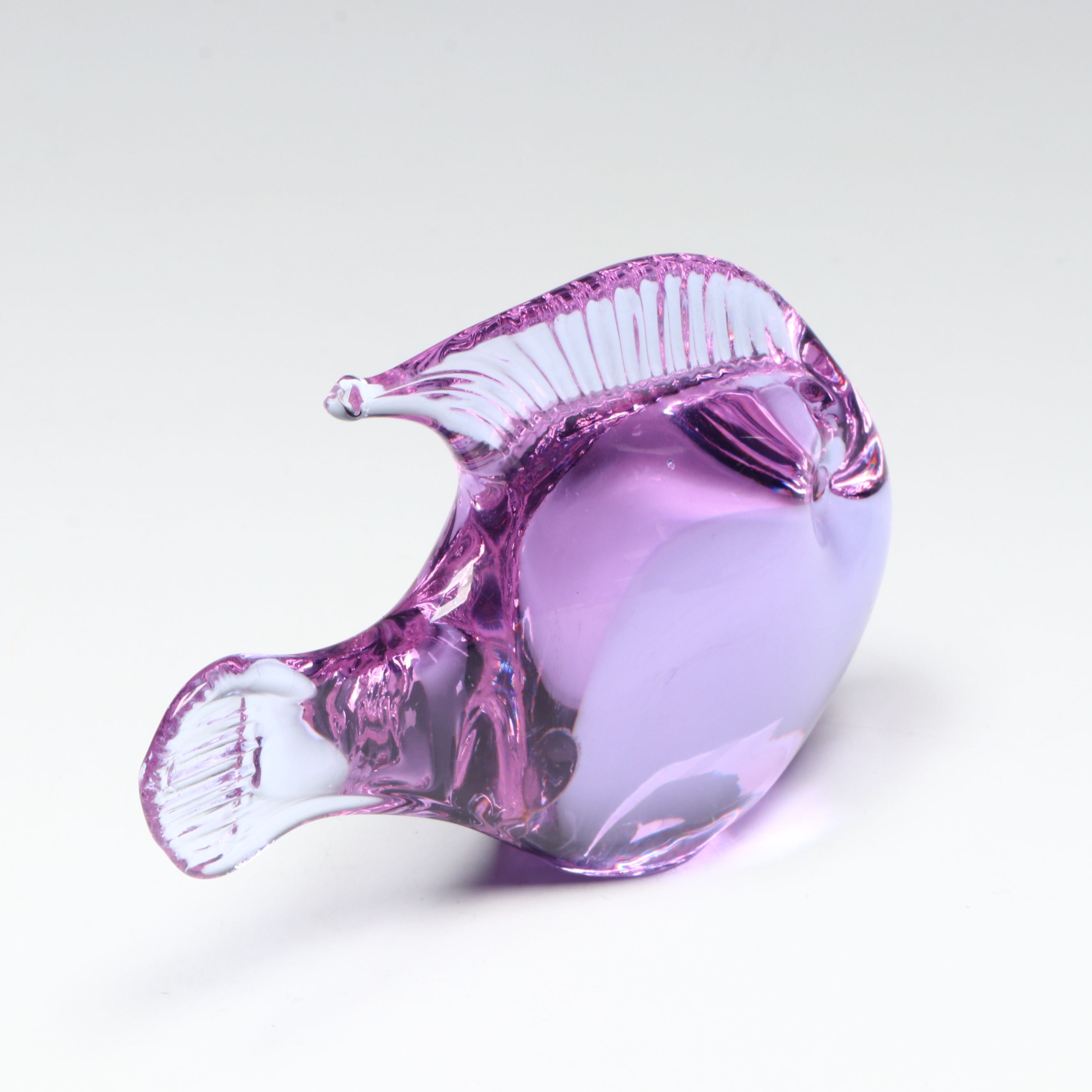 Konst Glashyttan Urshult Glass Fish with Other Purple Blown Glass Vase