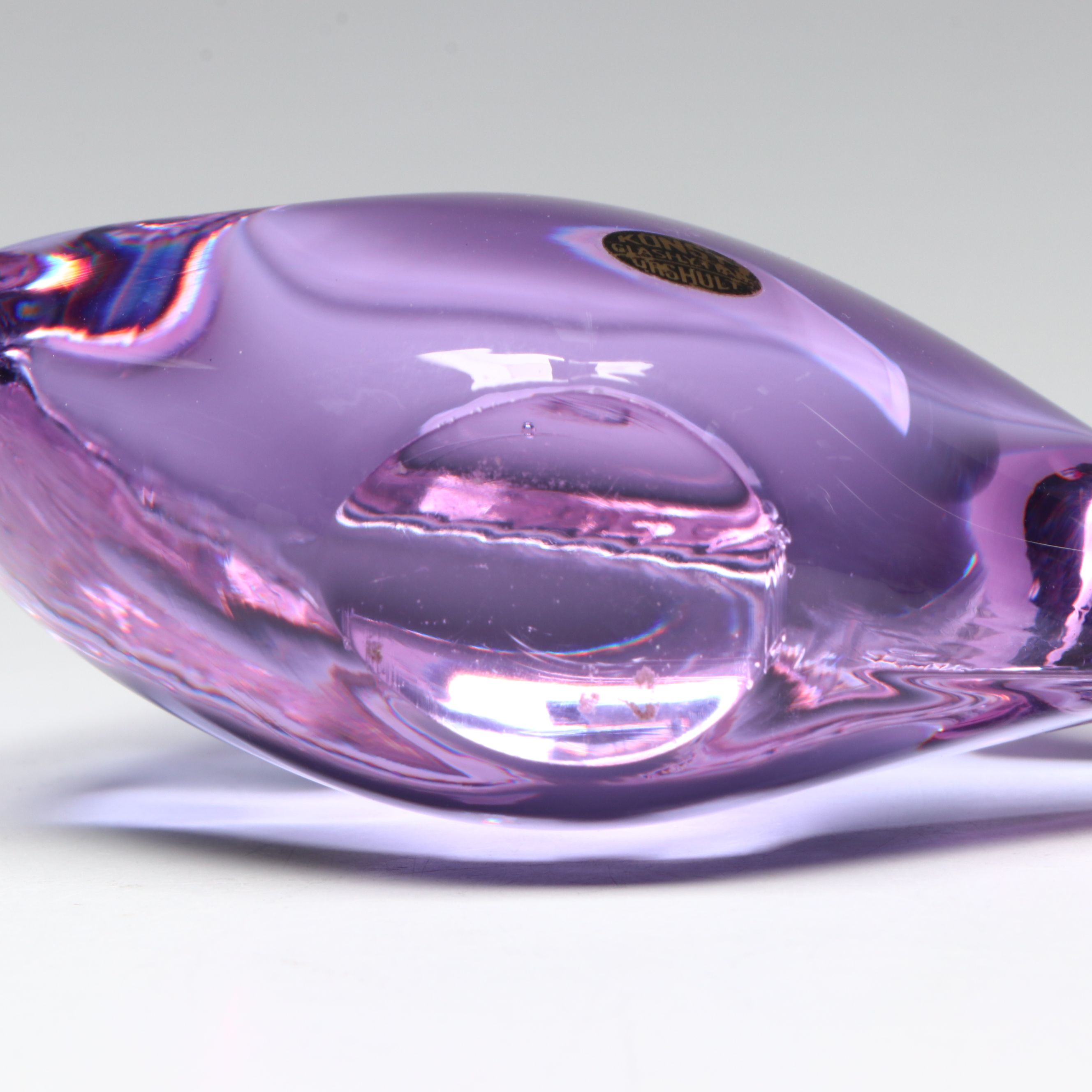 Konst Glashyttan Urshult Glass Fish with Other Purple Blown Glass Vase