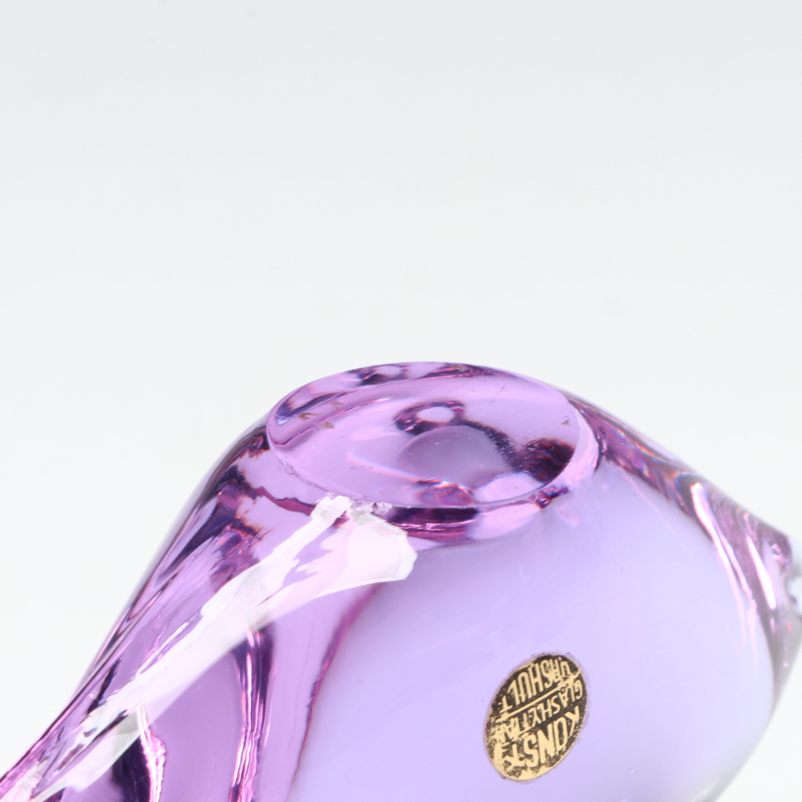 Konst Glashyttan Urshult Glass Fish with Other Purple Blown Glass Vase