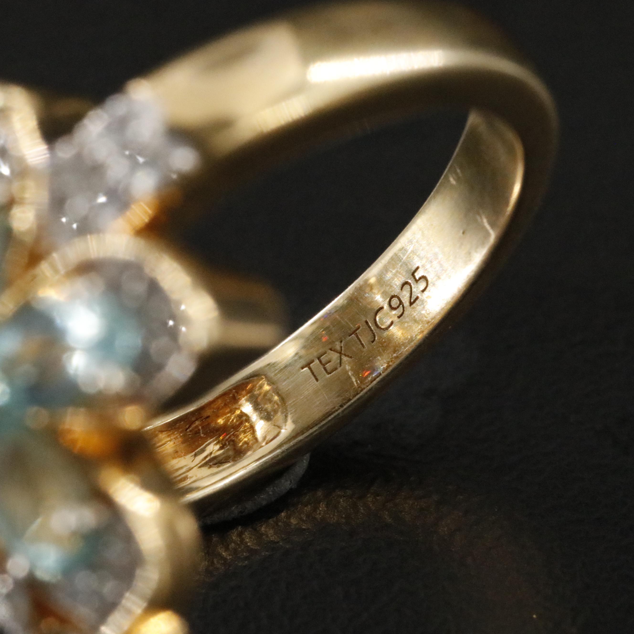 Sterling Apatite and White Zircon Foliate Bypass Ring