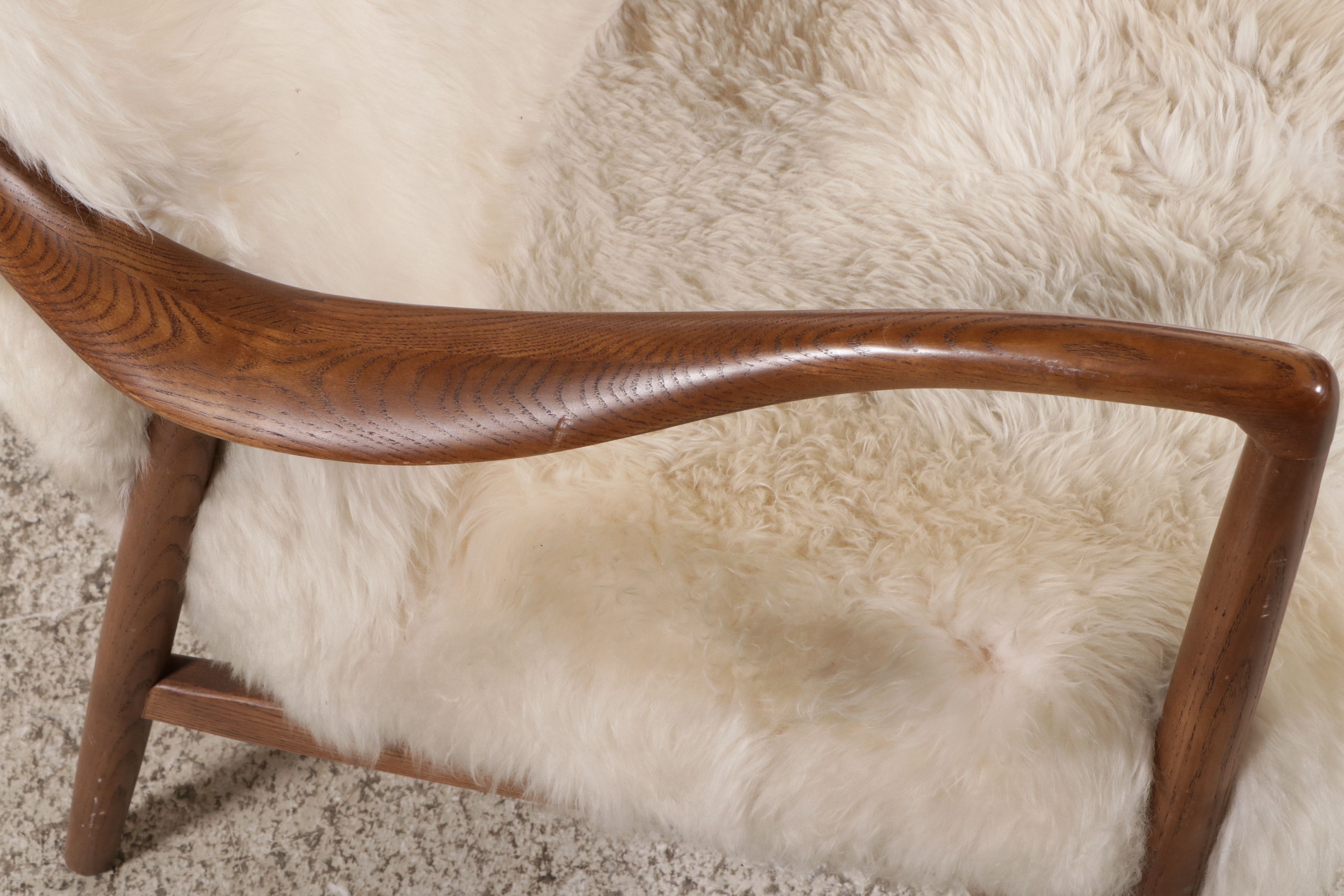 Danish Modern Style Mahogany Armchair with Sheepskin Cover