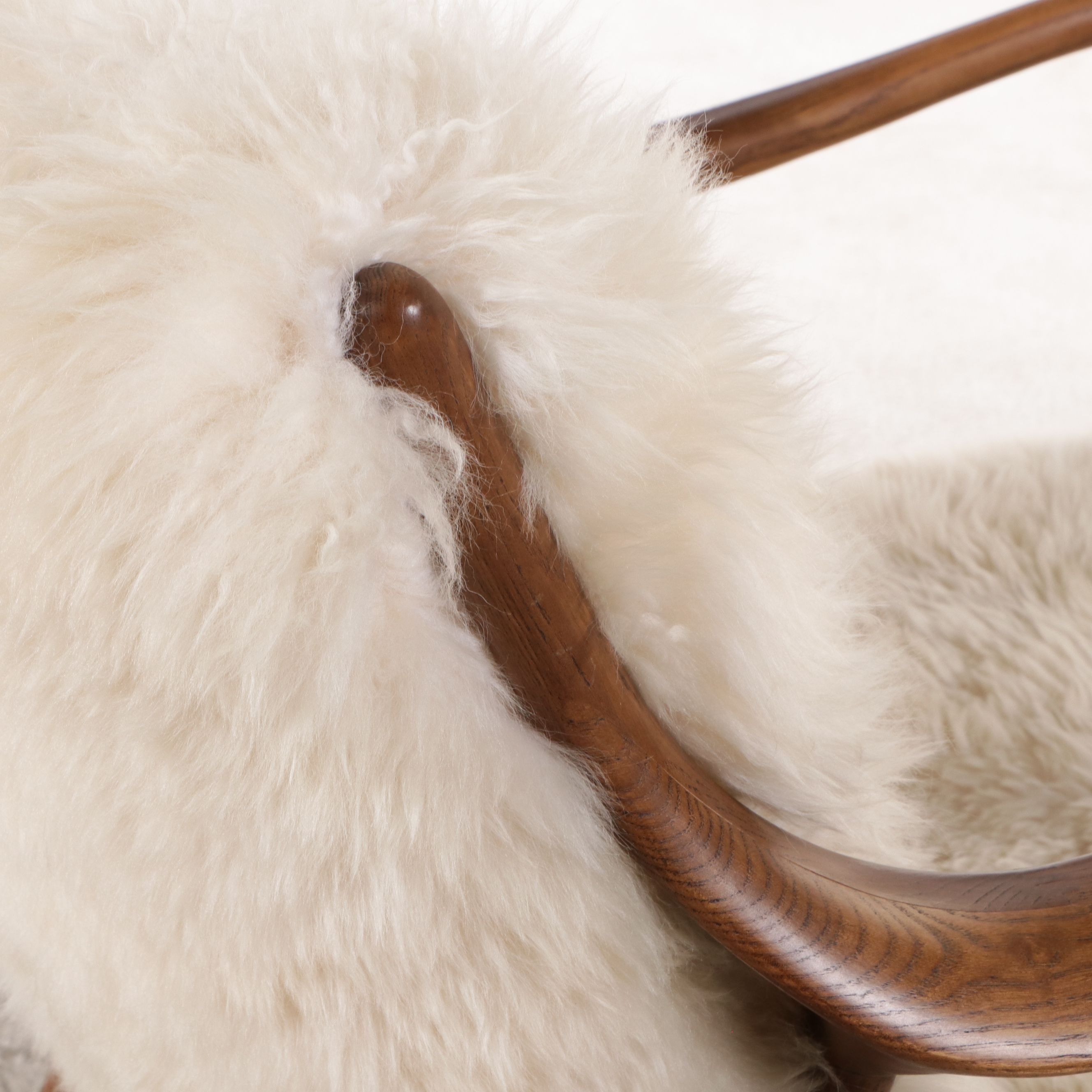 Danish Modern Style Mahogany Armchair with Sheepskin Cover