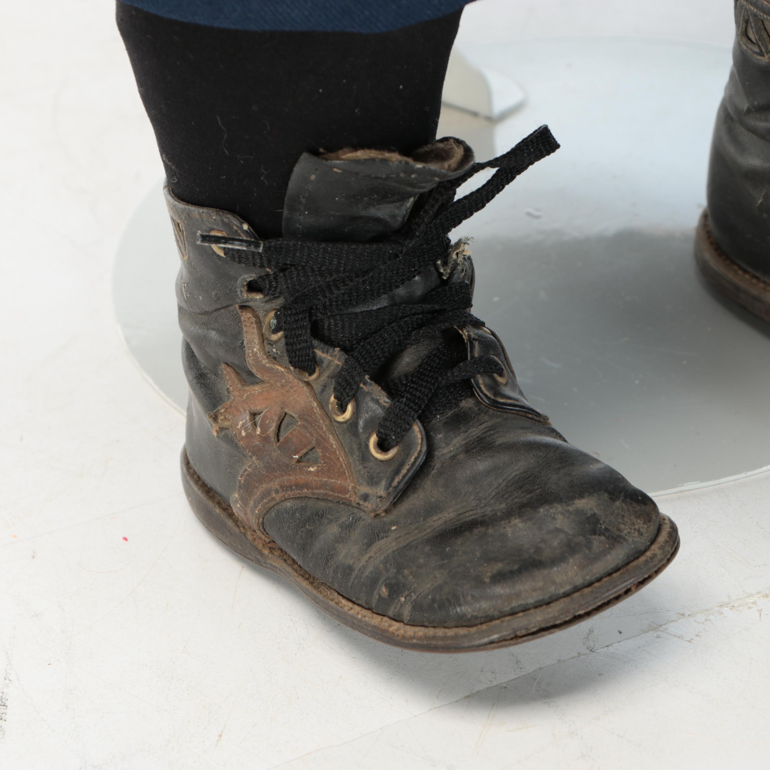 WWI Era Dimple Type Boy Doll with Composition Head and Original Cloth Body