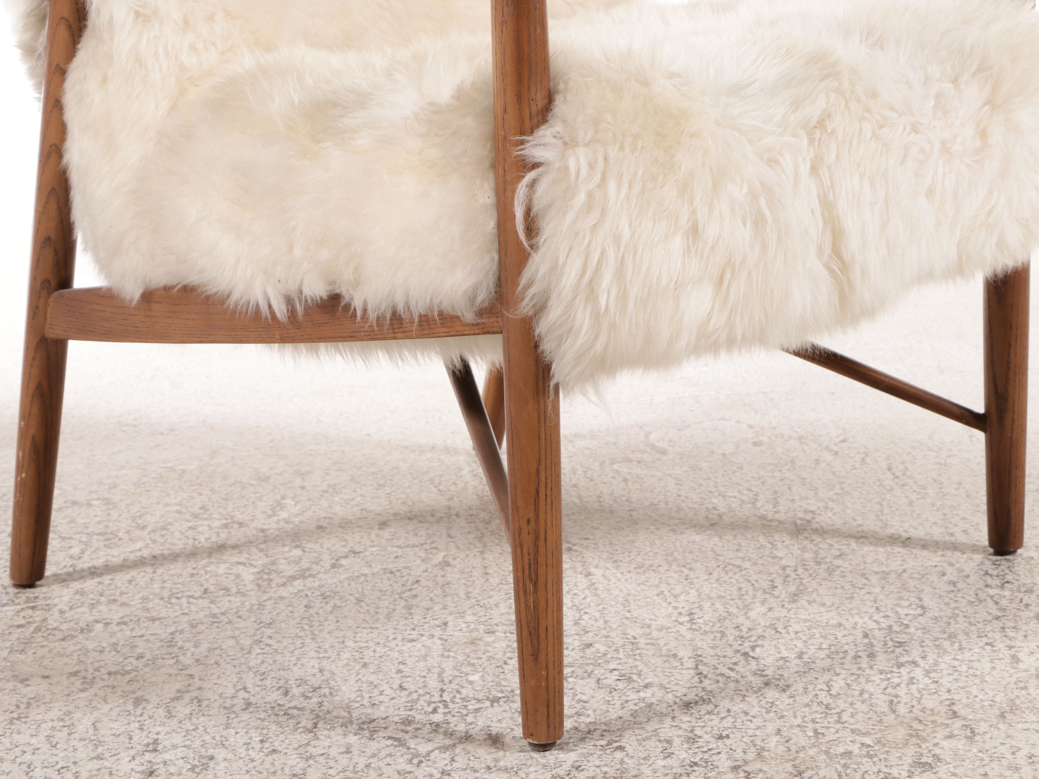 Danish Modern Style Mahogany Armchair with Sheepskin Cover