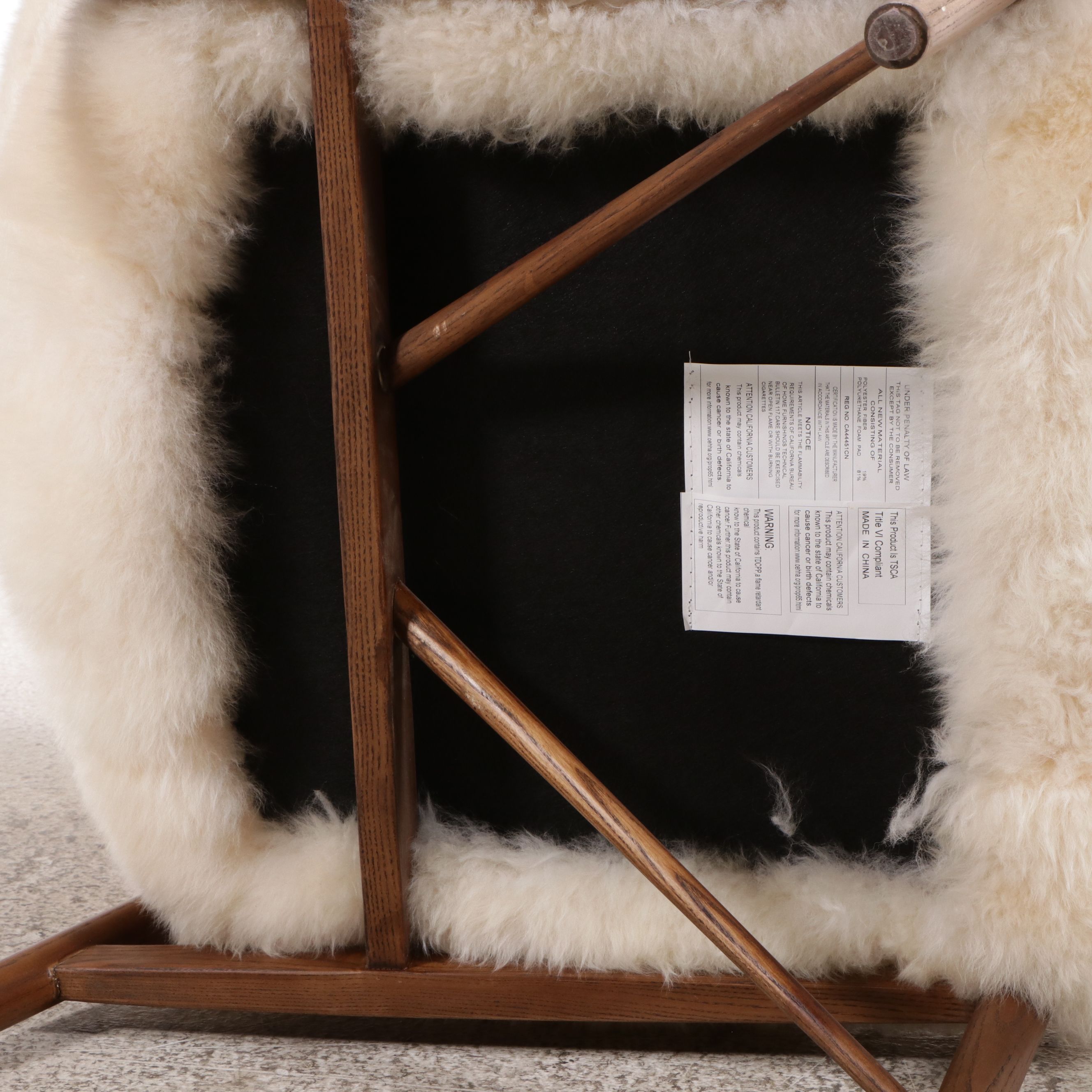 Danish Modern Style Mahogany Armchair with Sheepskin Cover