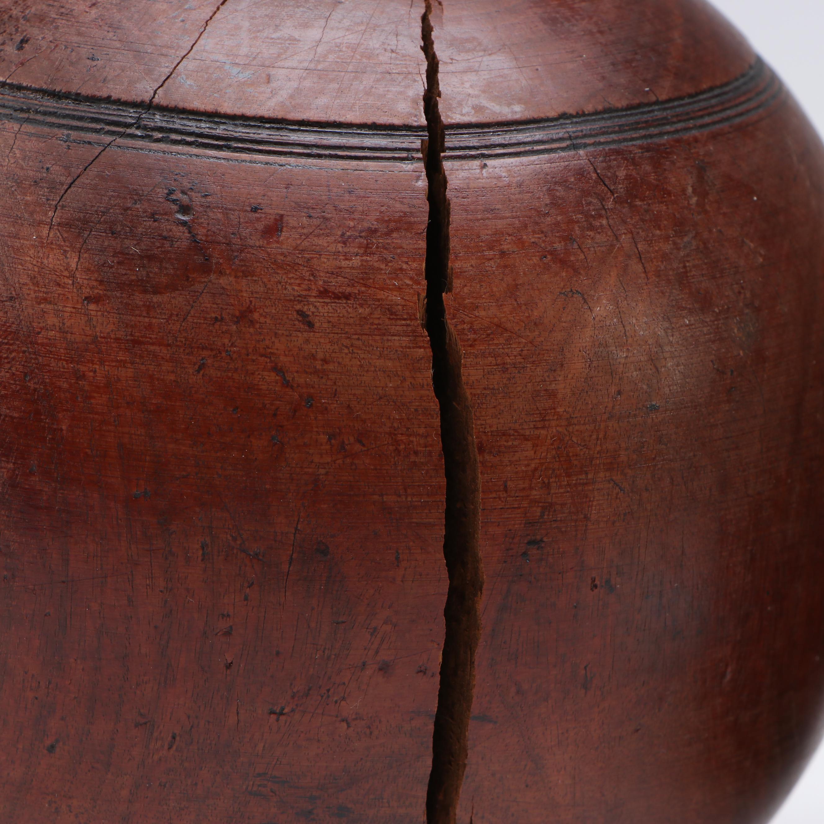 M.T.C. and E.P.P. Carved Lignum Vitae Lawn Bowls with Personalized Discs