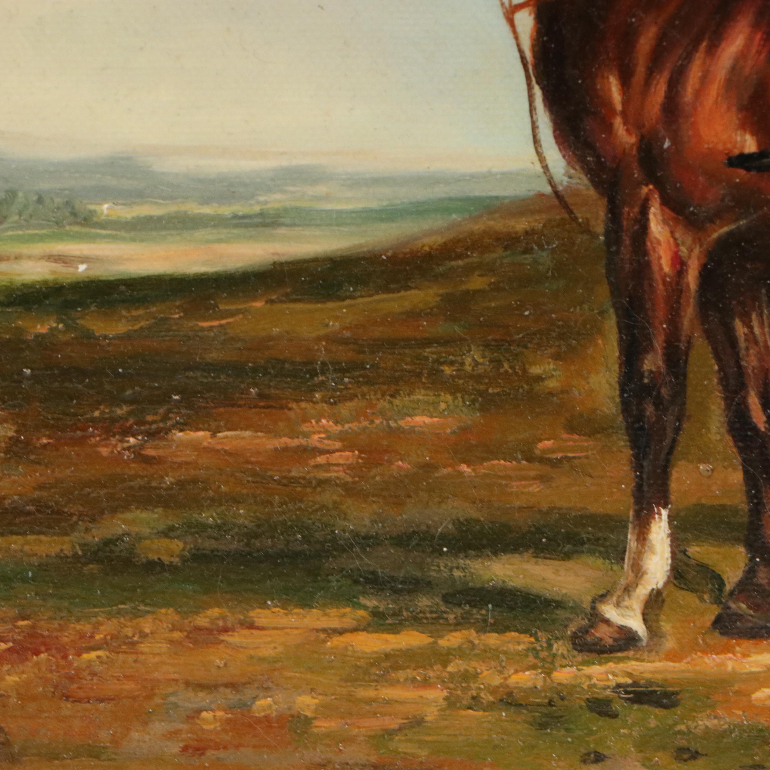 W. Krell Horse and Jockey Portrait Oil Painting