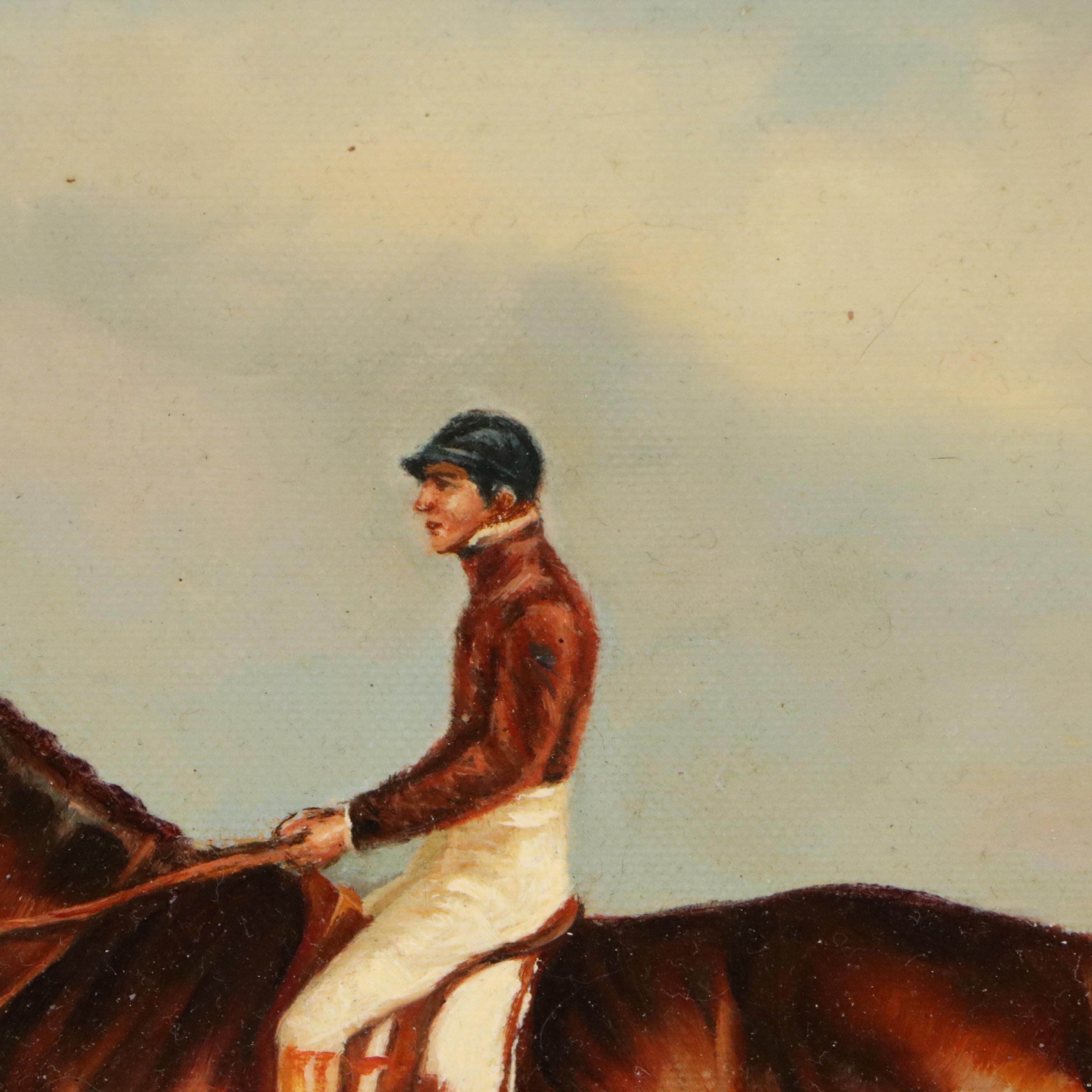 W. Krell Horse and Jockey Portrait Oil Painting