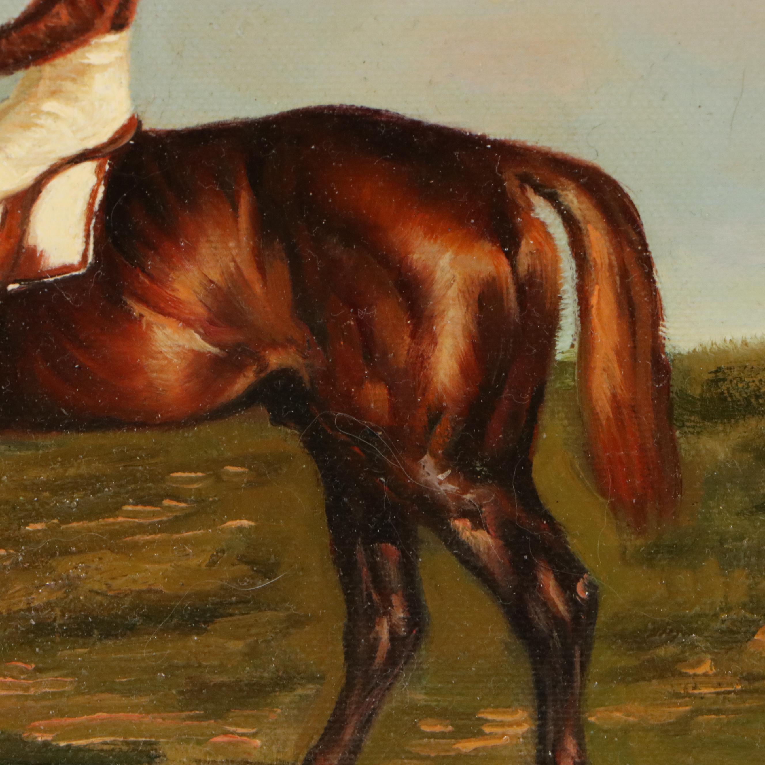 W. Krell Horse and Jockey Portrait Oil Painting