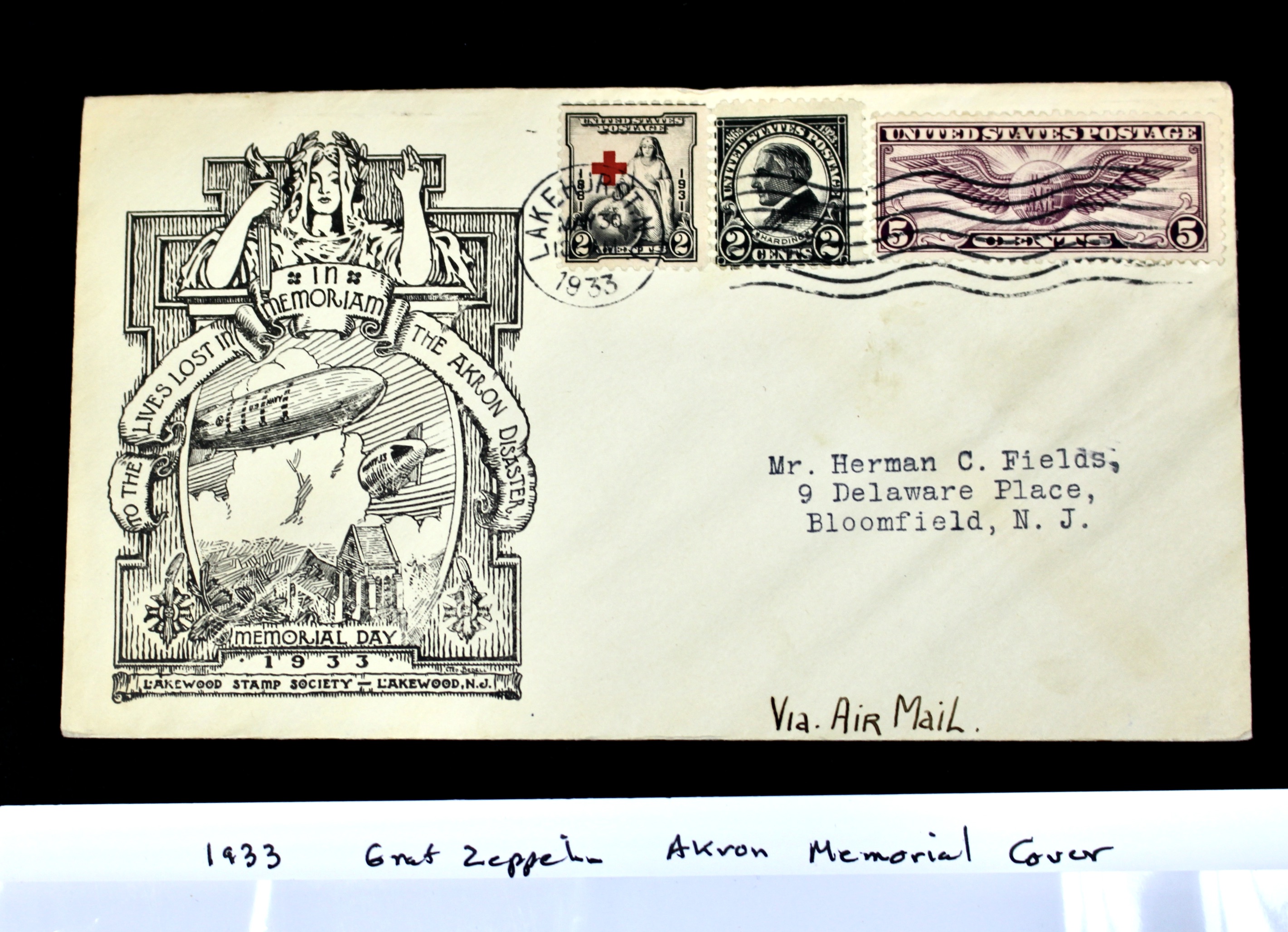 1933 Graf Zeppelin U.S.S. Akron Memorial Postal Cover