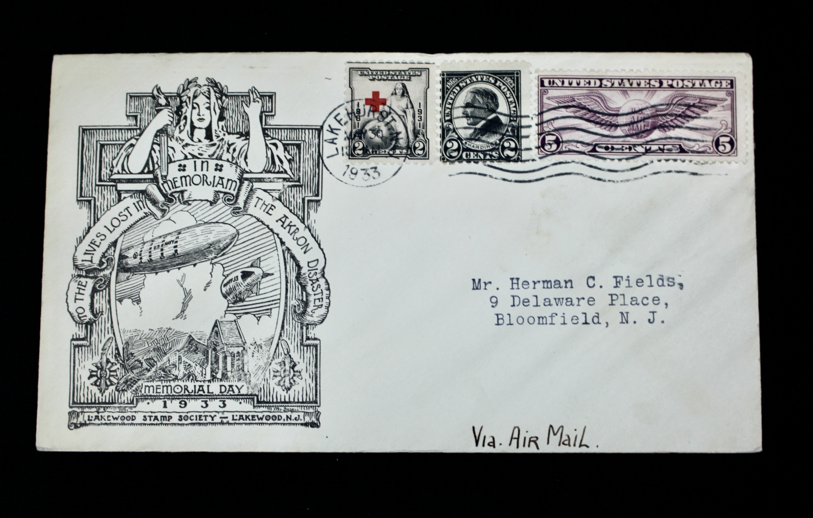 1933 Graf Zeppelin U.S.S. Akron Memorial Postal Cover