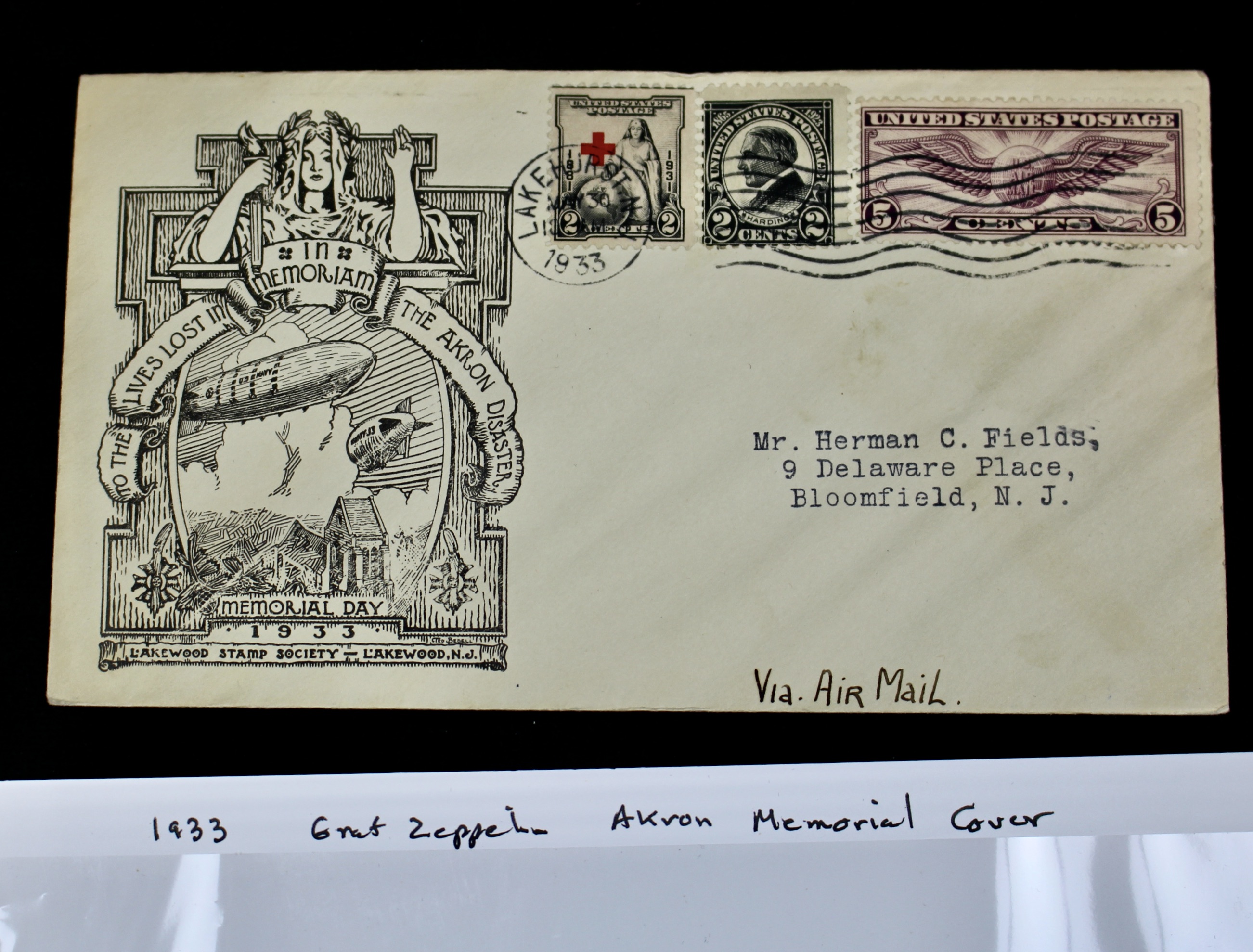 1933 Graf Zeppelin U.S.S. Akron Memorial Postal Cover