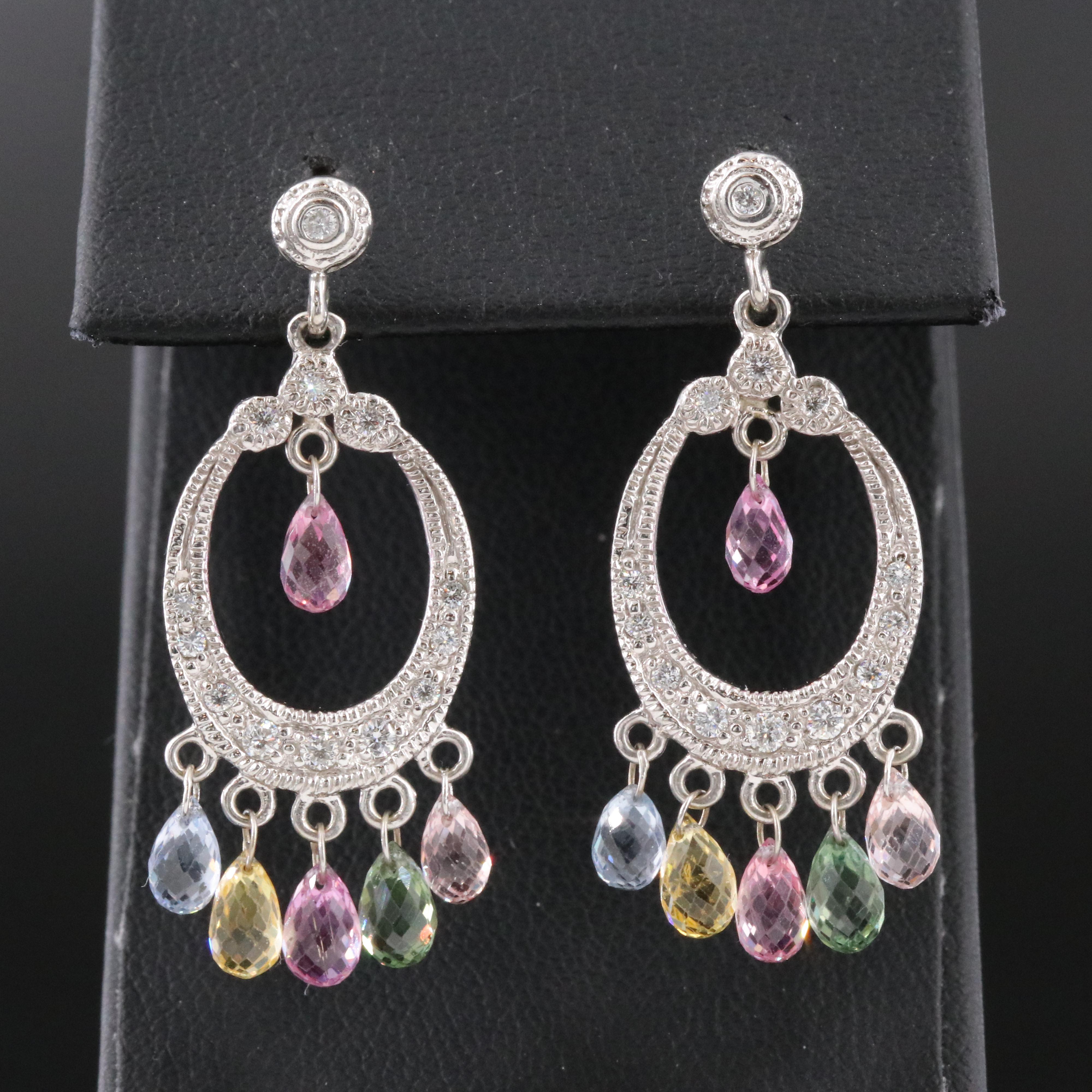 18K Sapphire and Diamond Tassel Earrings