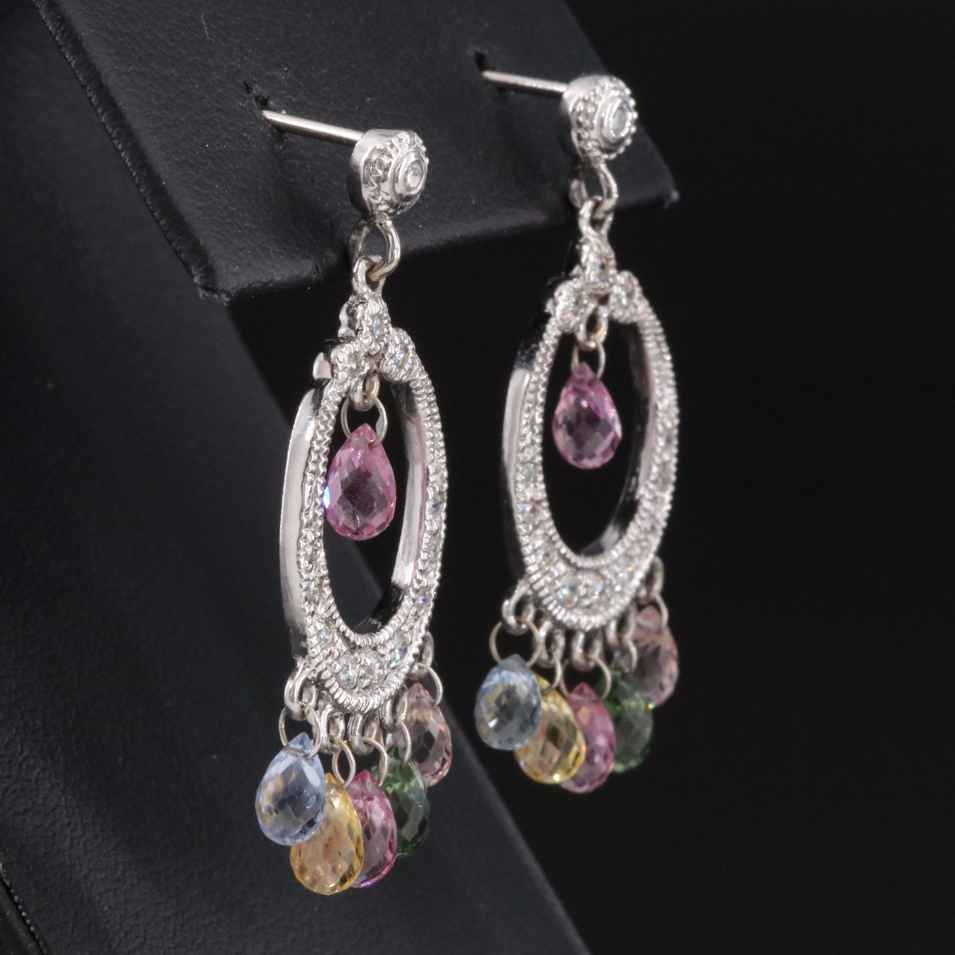 18K Sapphire and Diamond Tassel Earrings