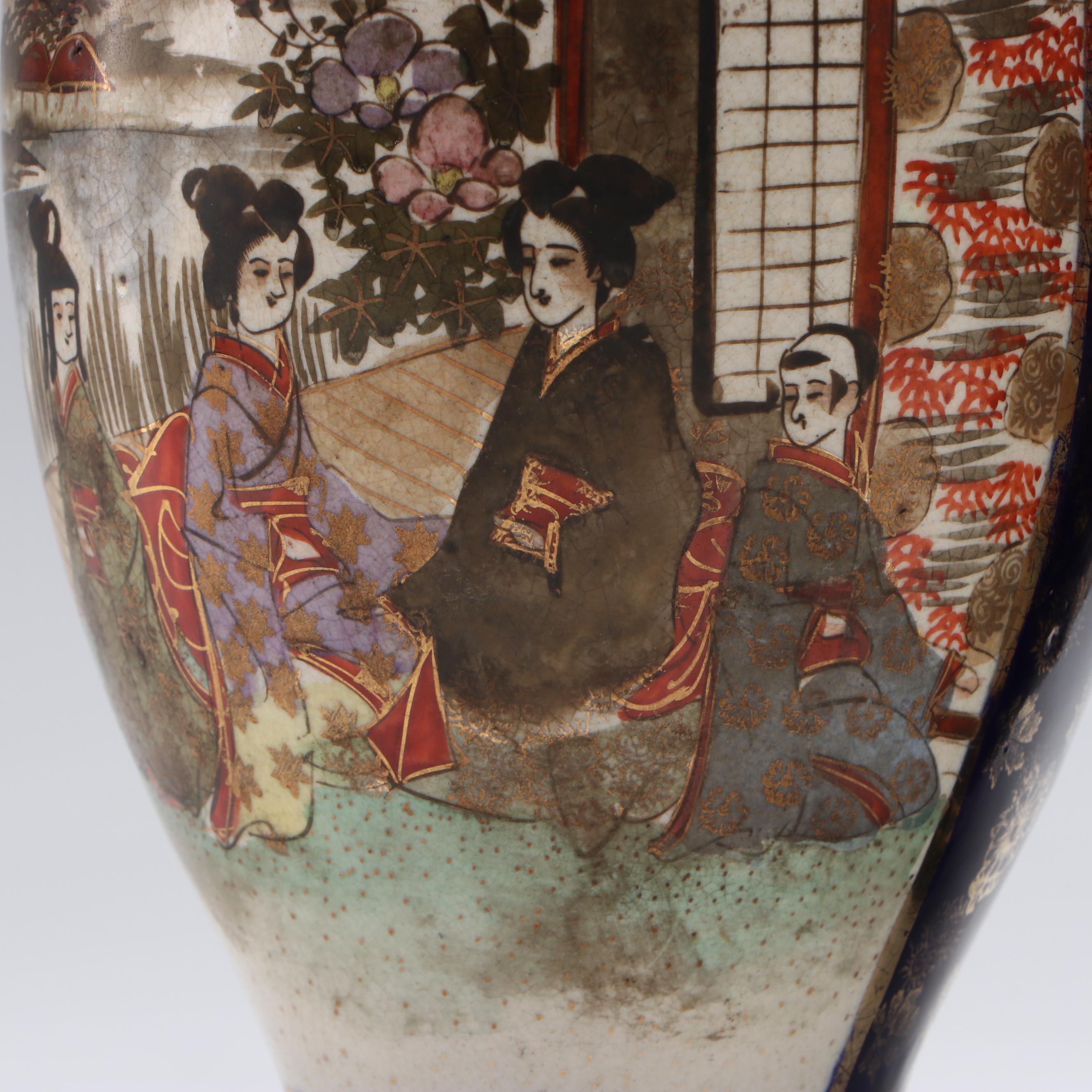 Pair of Japanese Satsuma Porcelain Vases, 20th Century