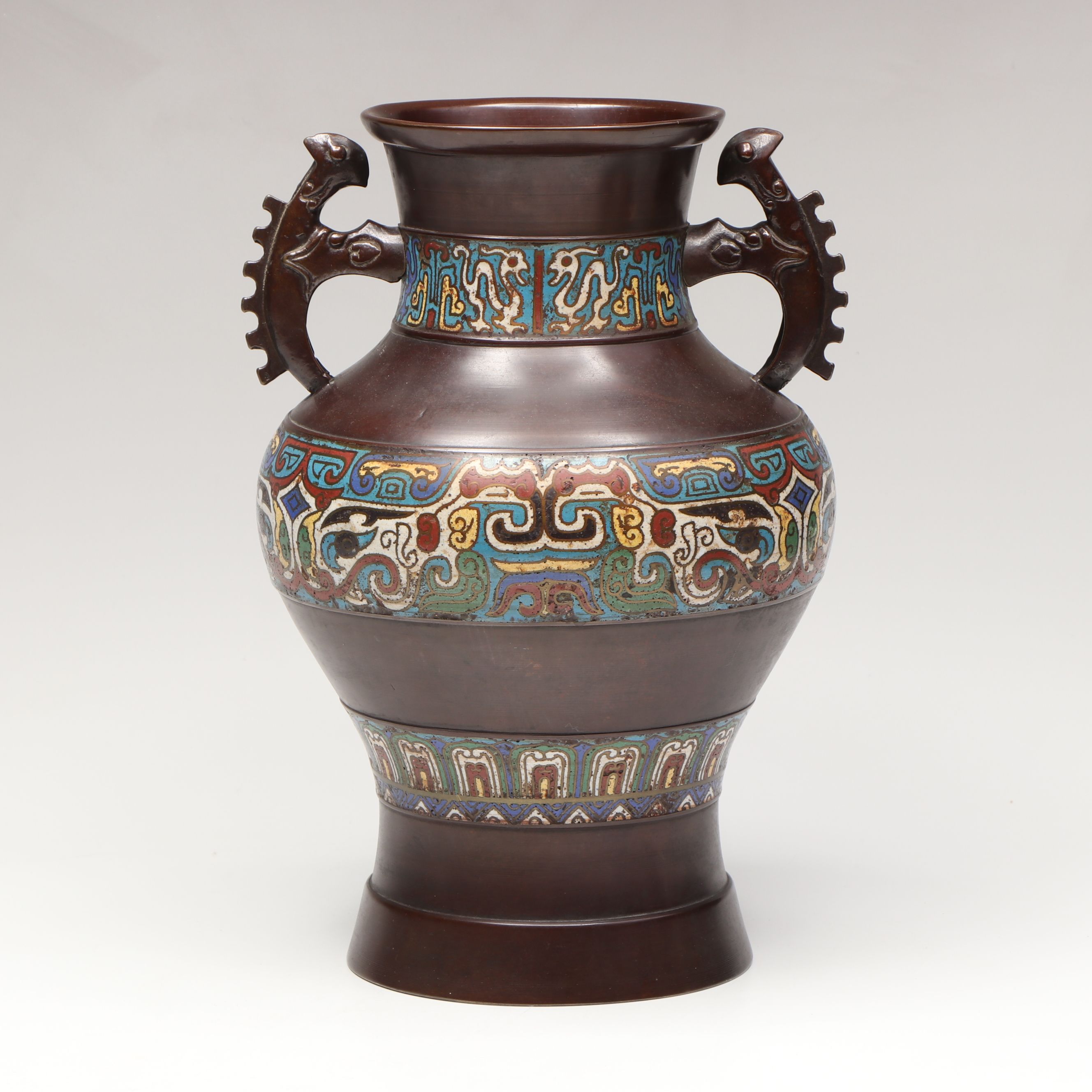 Japanese Bronze and Champlevé Vase